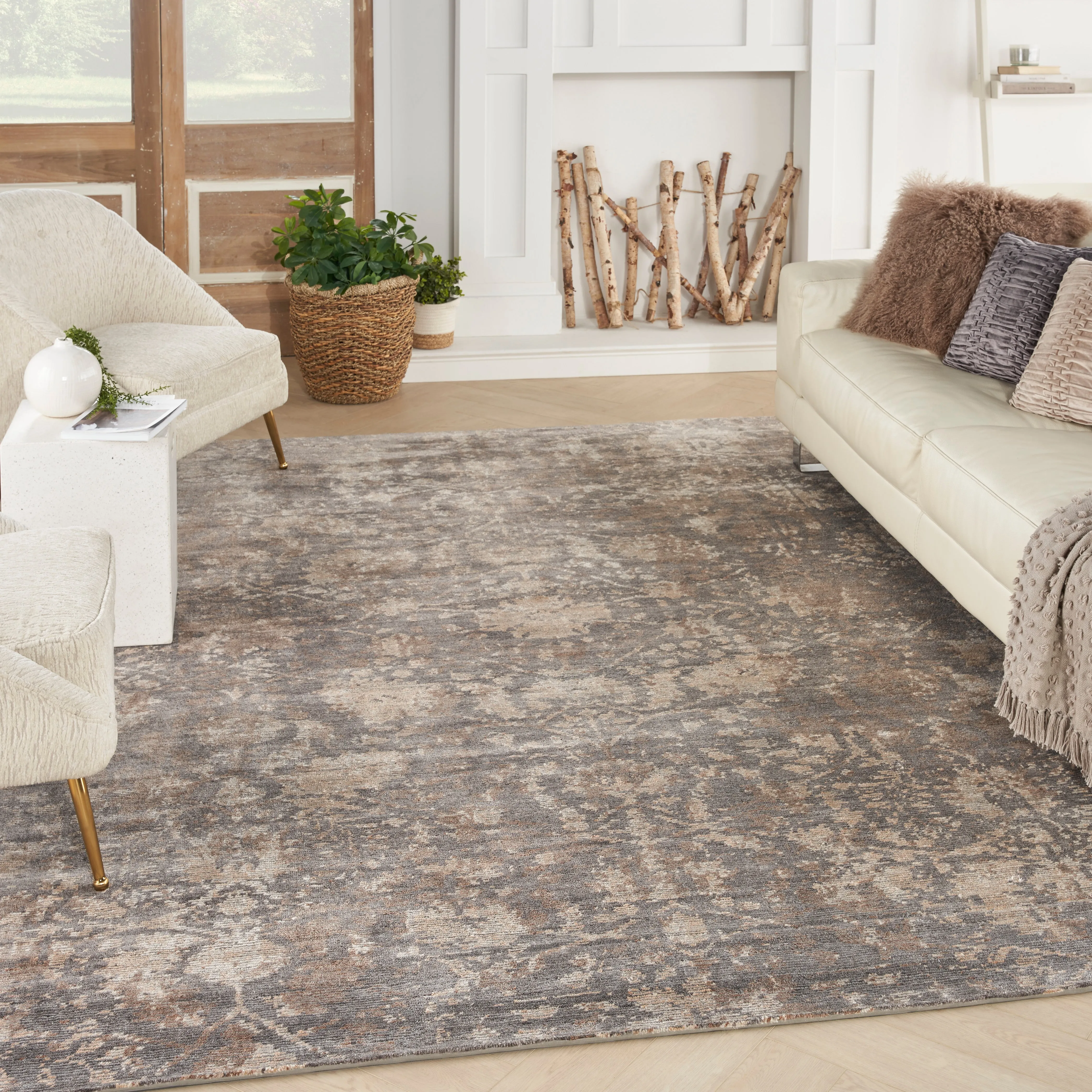 Ash Essentials Brown Modern Cotton Blend Rug