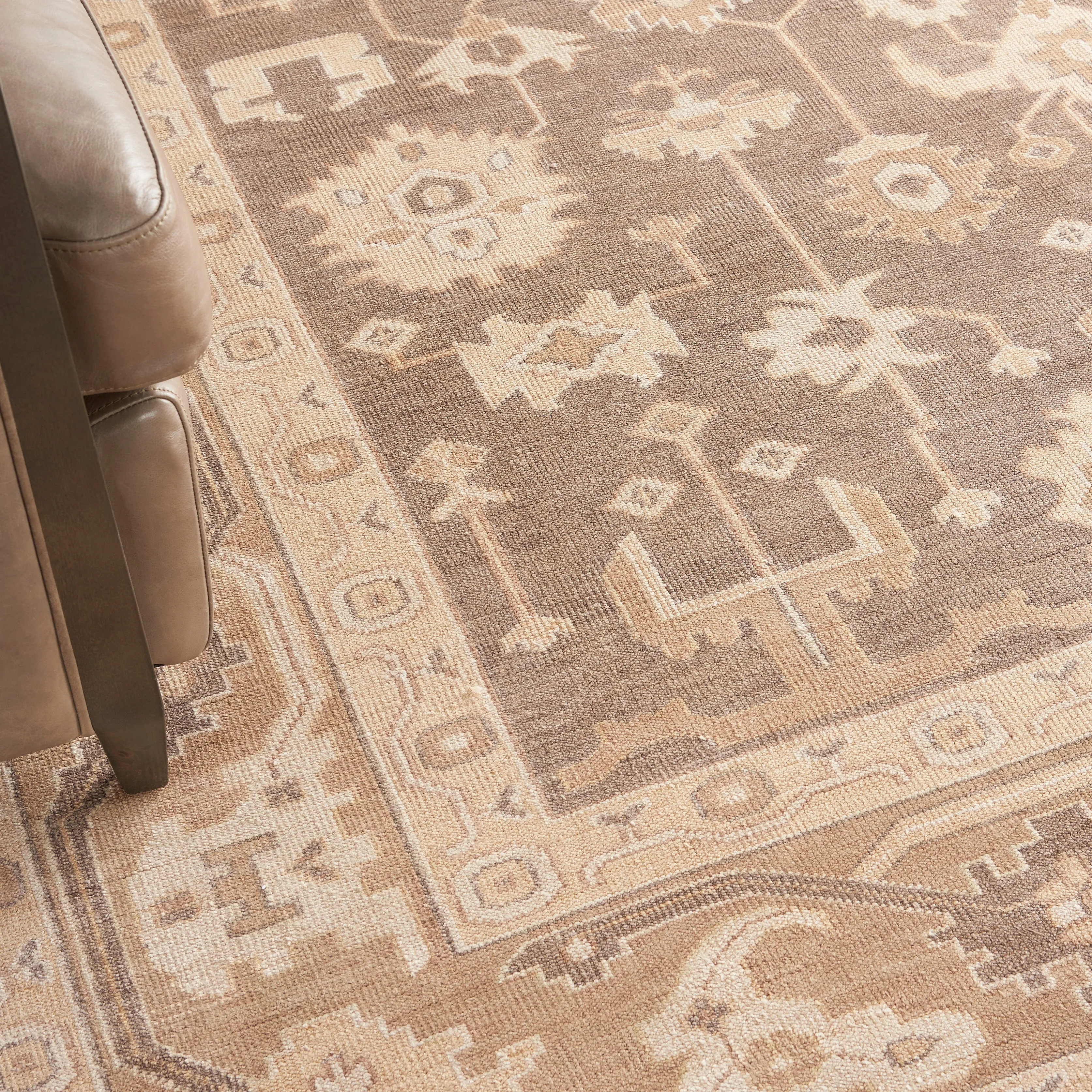 Beige & Brown Essentials Traditional Cotton Blend Rug