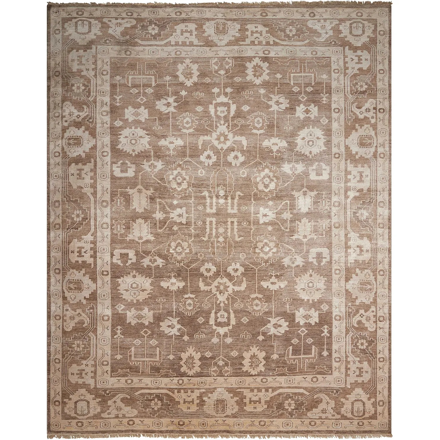 Beige & Brown Essentials Traditional Cotton Blend Rug