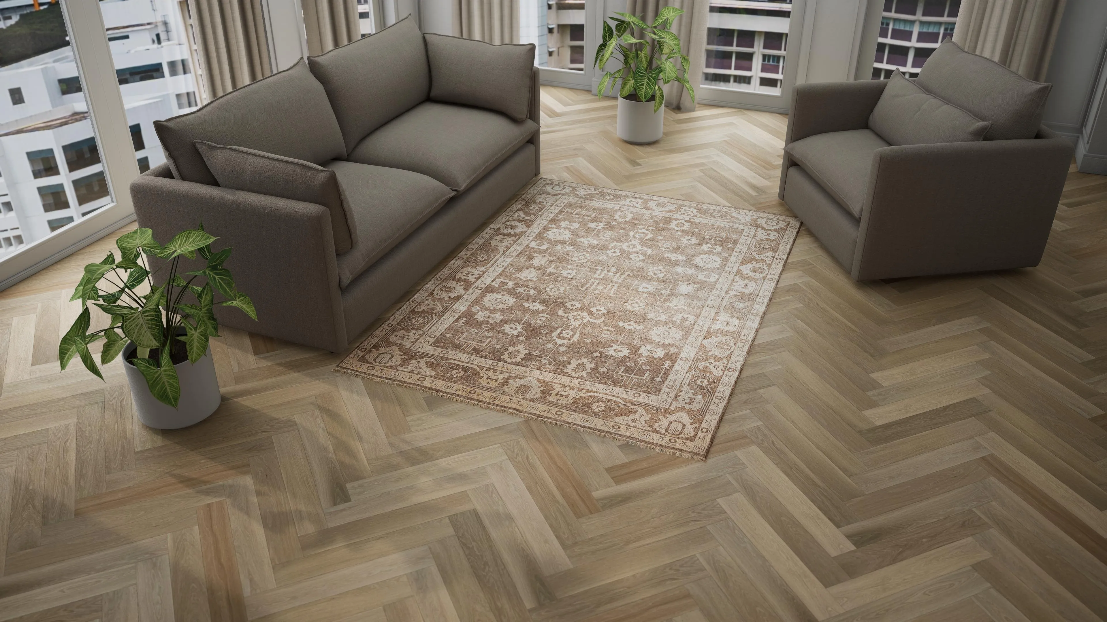 Beige & Brown Essentials Traditional Cotton Blend Rug