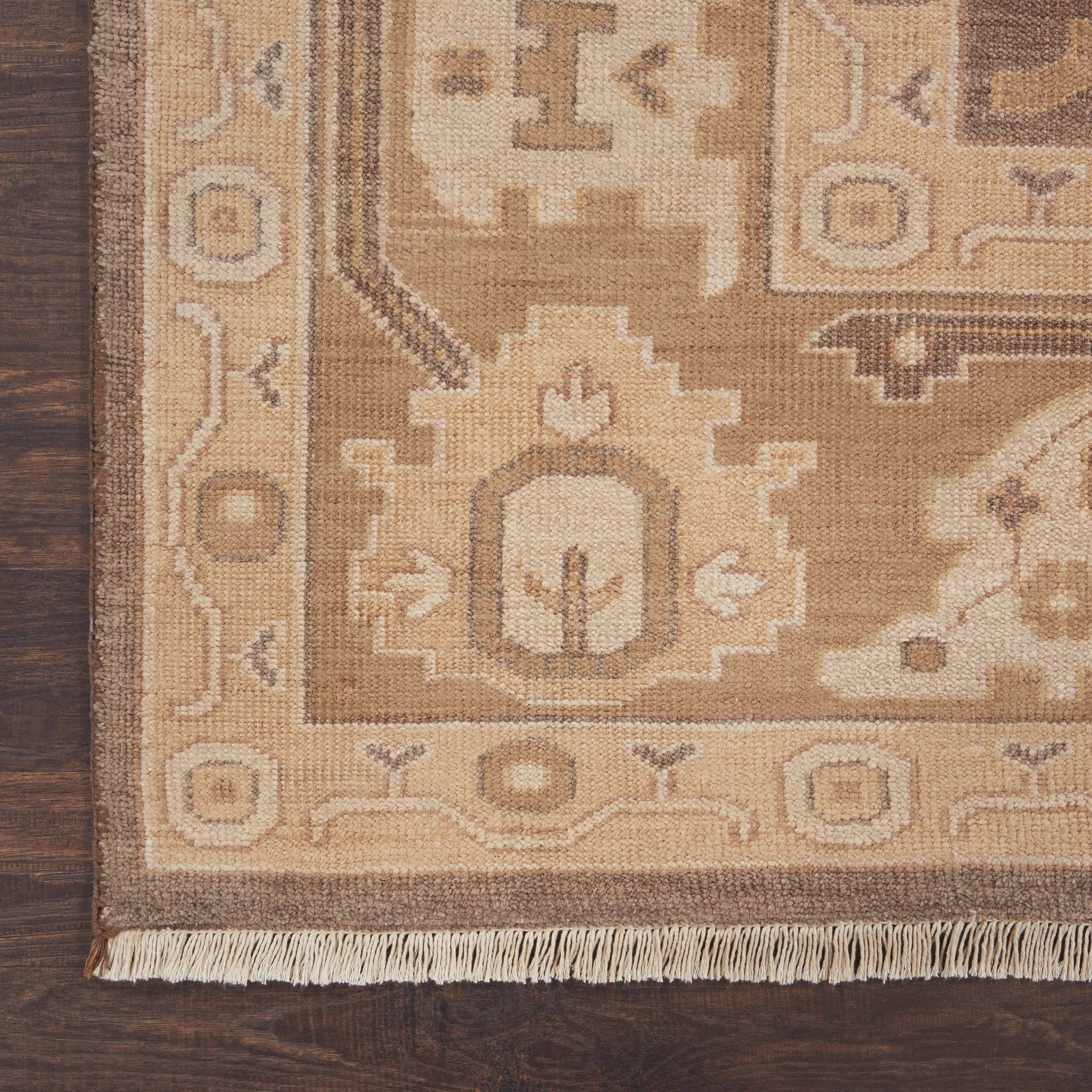 Beige & Brown Essentials Traditional Cotton Blend Rug