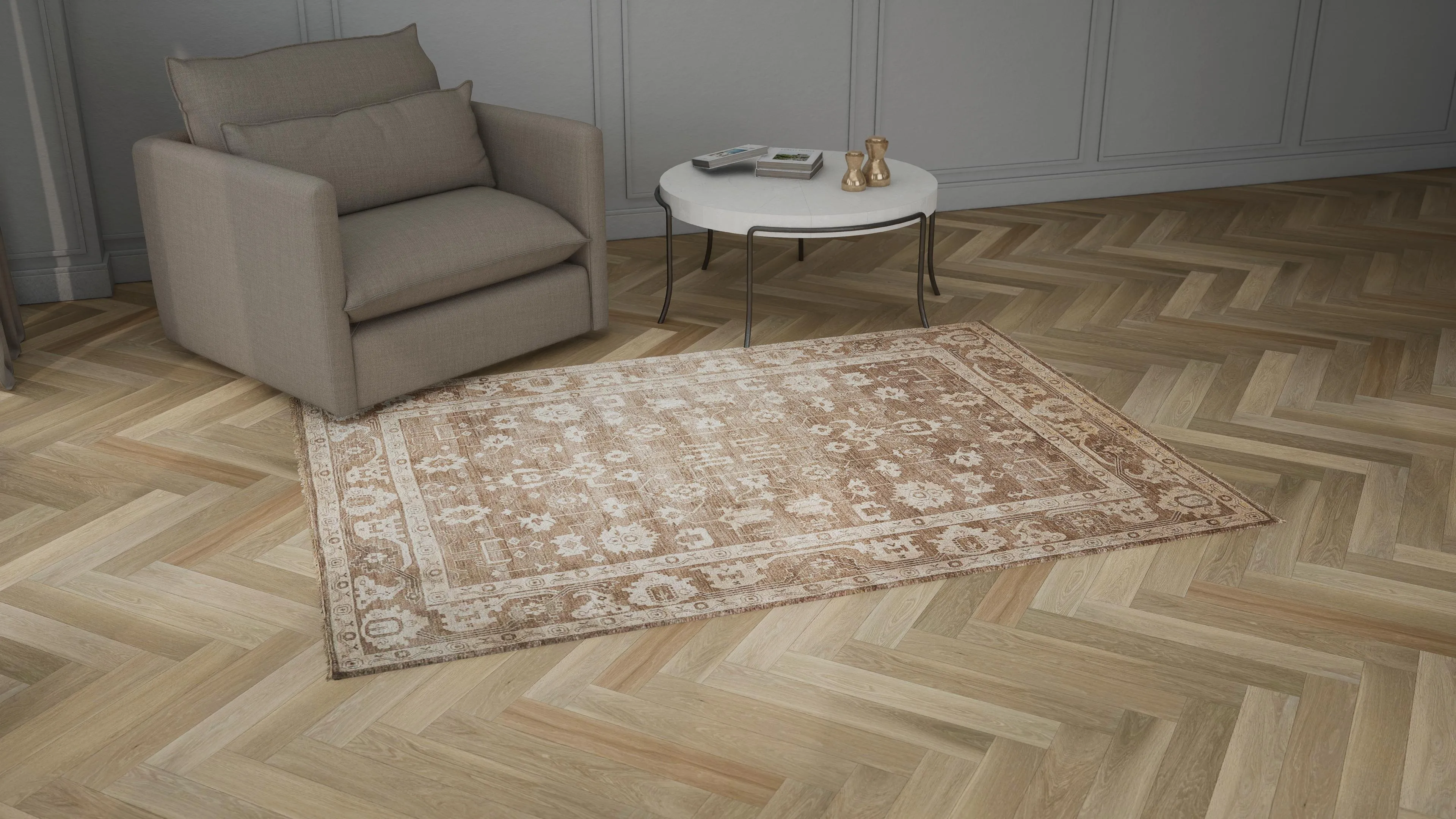 Beige & Brown Essentials Traditional Cotton Blend Rug