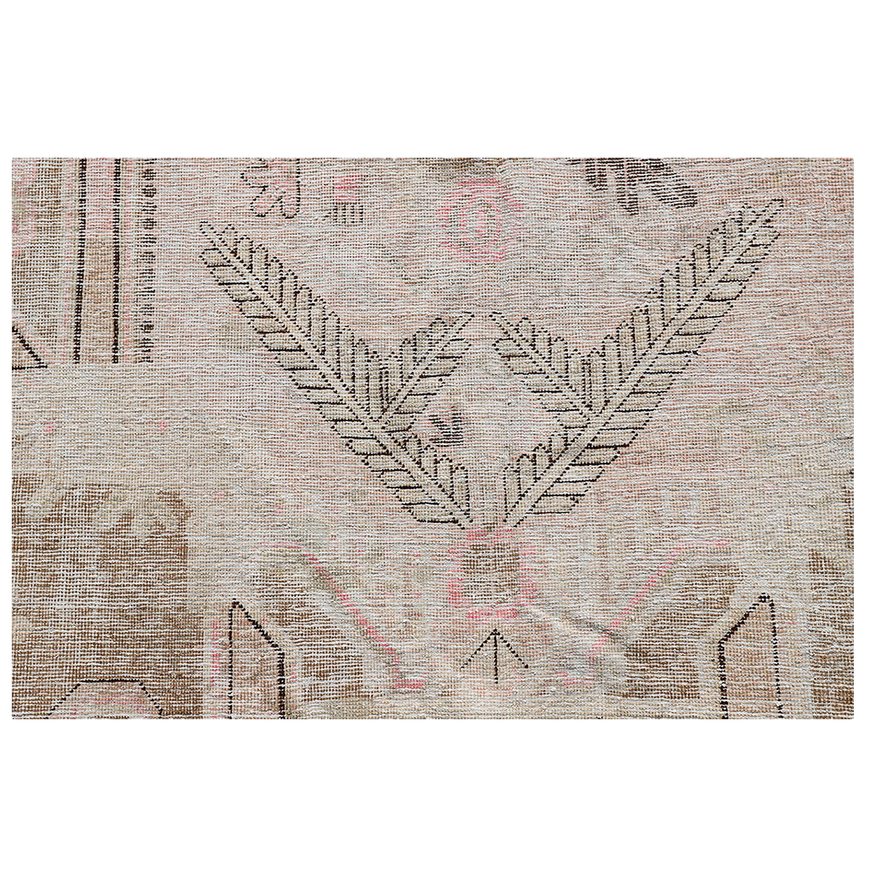 Beige & Pink Vintage Wool Cotton Blend Rug - 5'5" x 9'1"