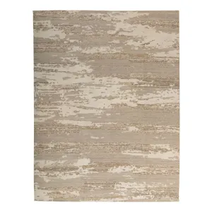 Beige Contemporary Wool Silk Blend Rug - 8' x 10'