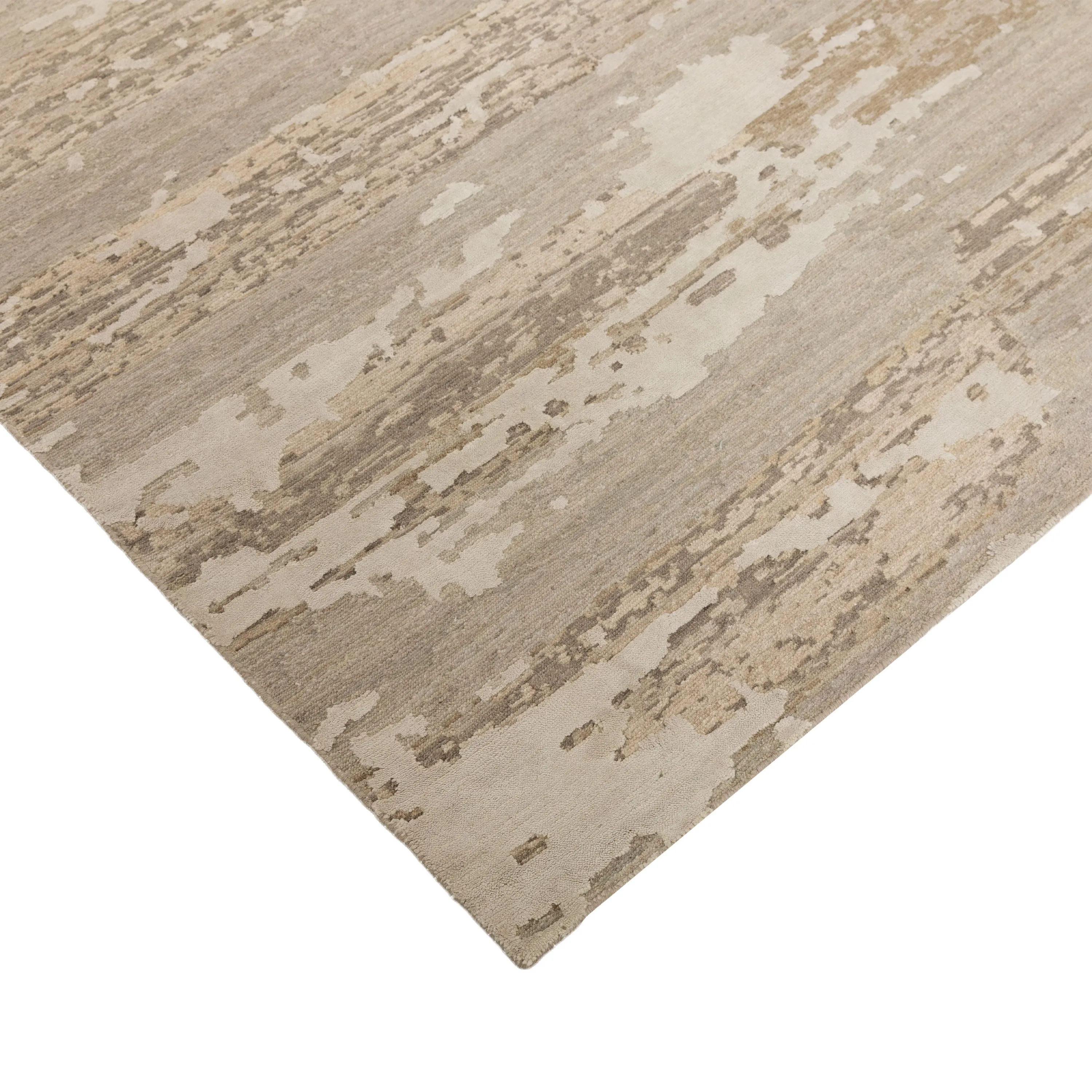 Beige Contemporary Wool Silk Blend Rug - 8' x 10'