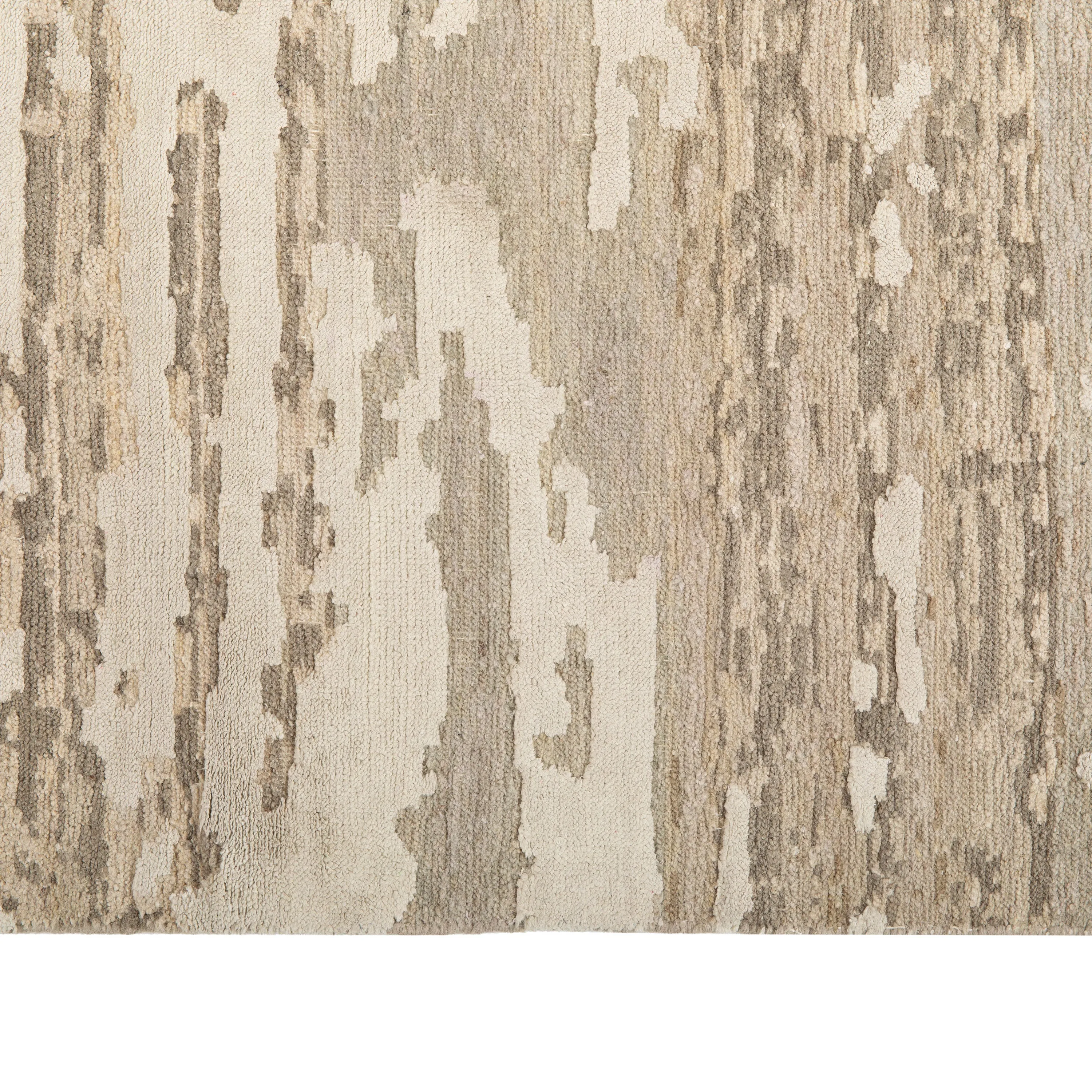 Beige Contemporary Wool Silk Blend Rug - 8' x 10'