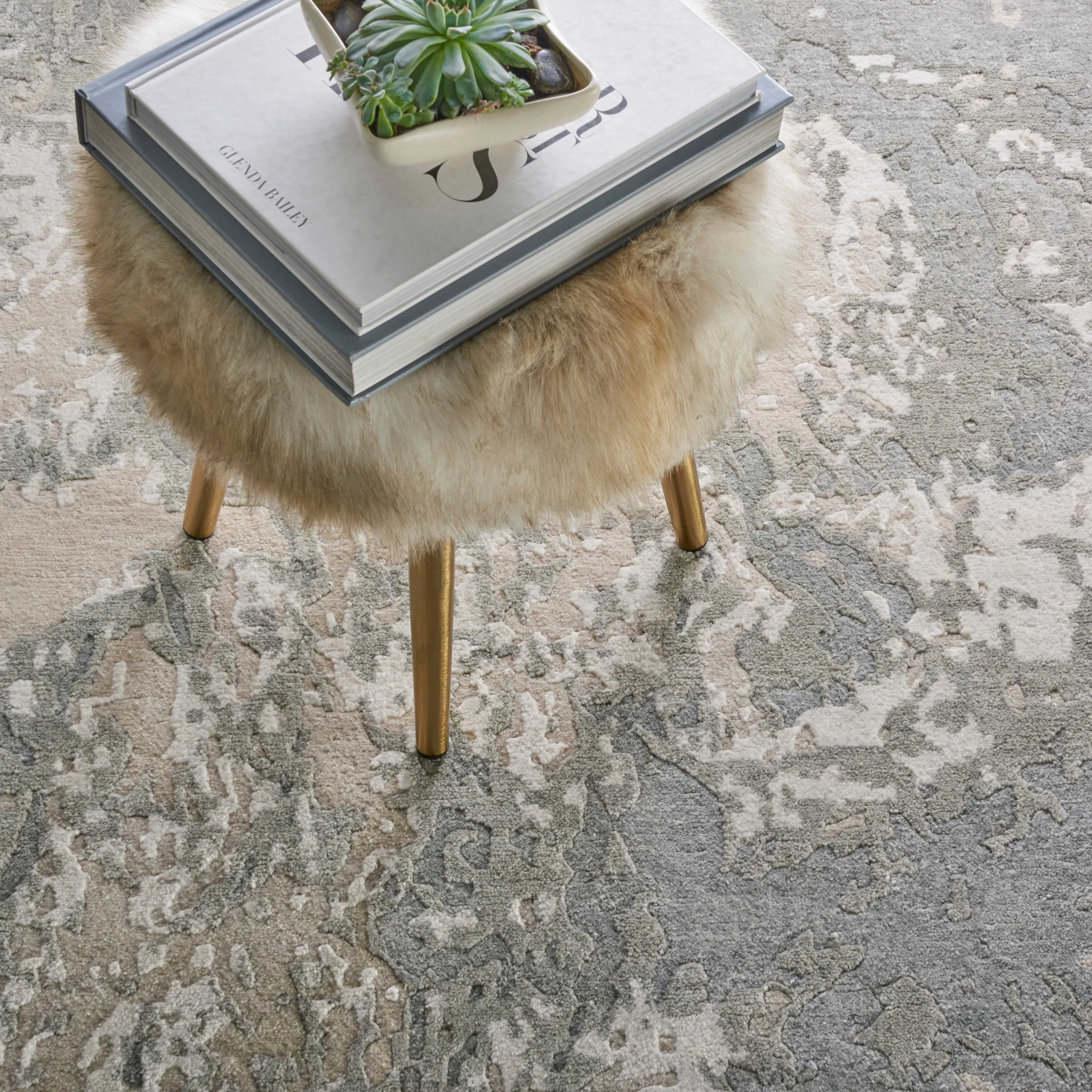 Beige Essentials Abstract Modern Wool Blend Rug