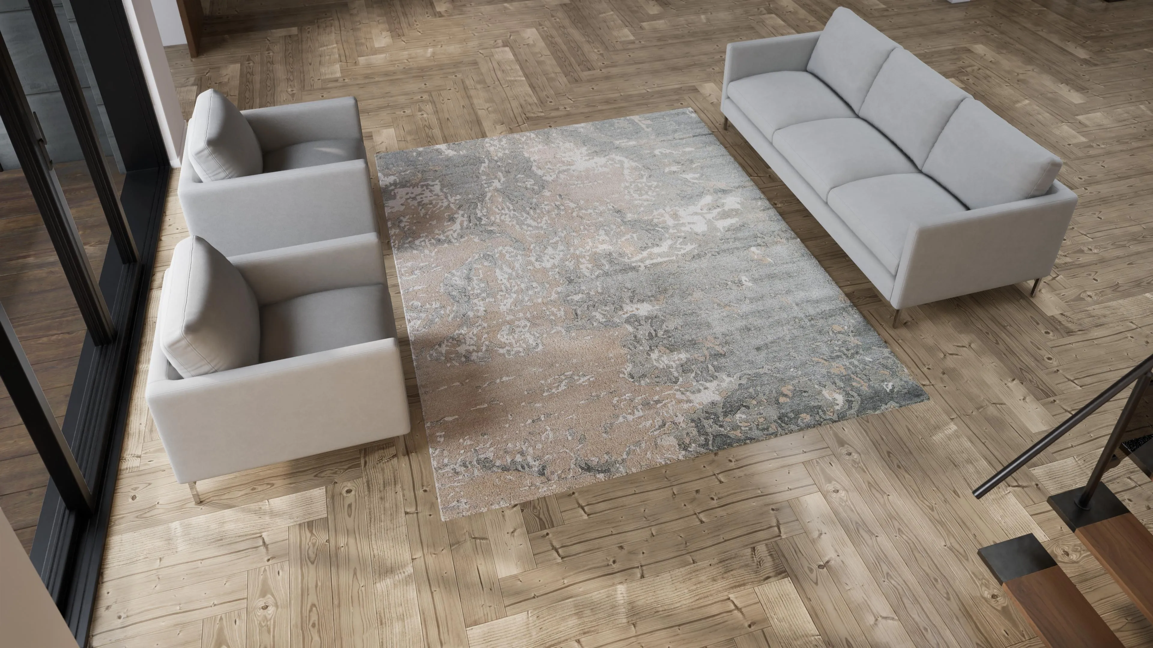 Beige Essentials Abstract Modern Wool Blend Rug