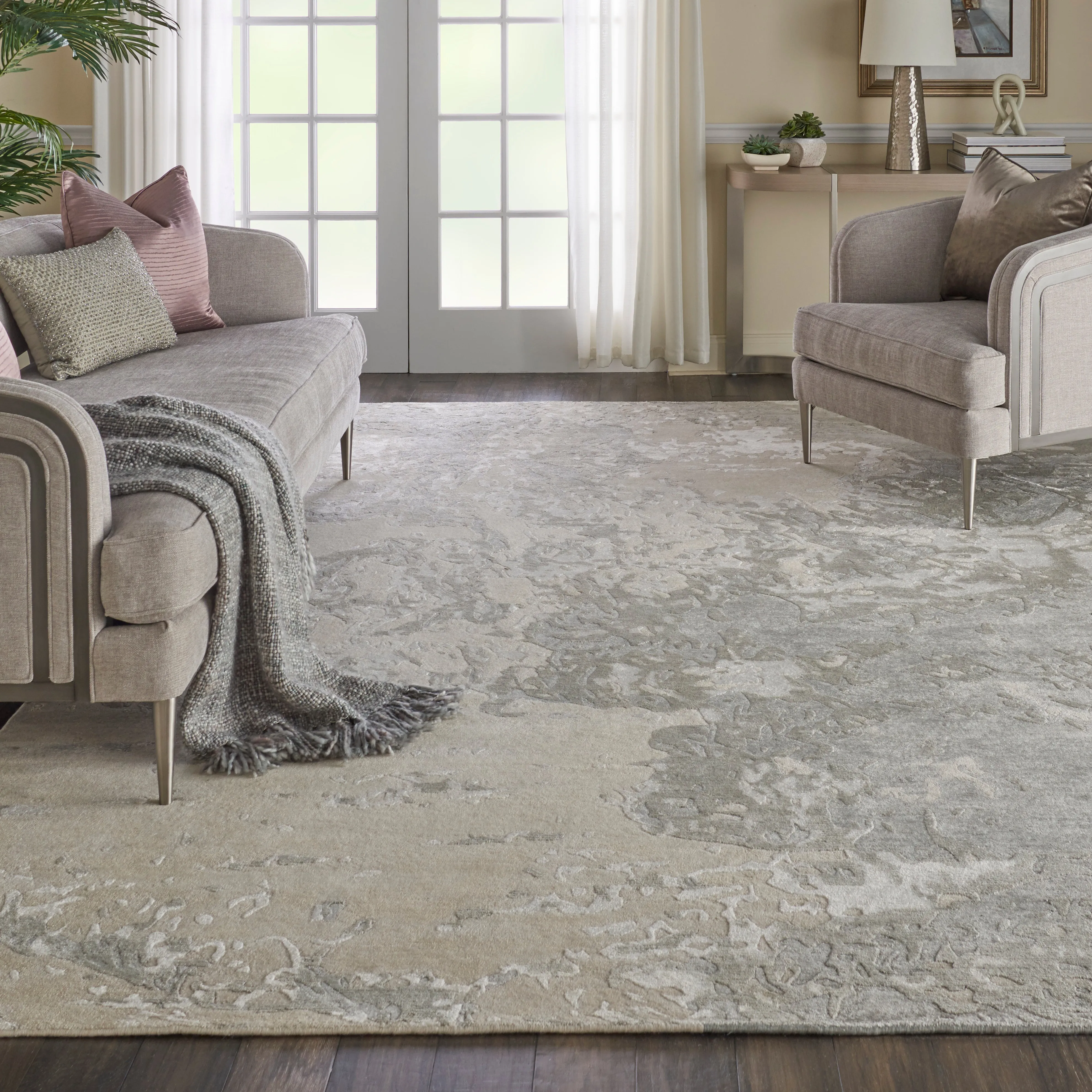 Beige Essentials Abstract Modern Wool Blend Rug