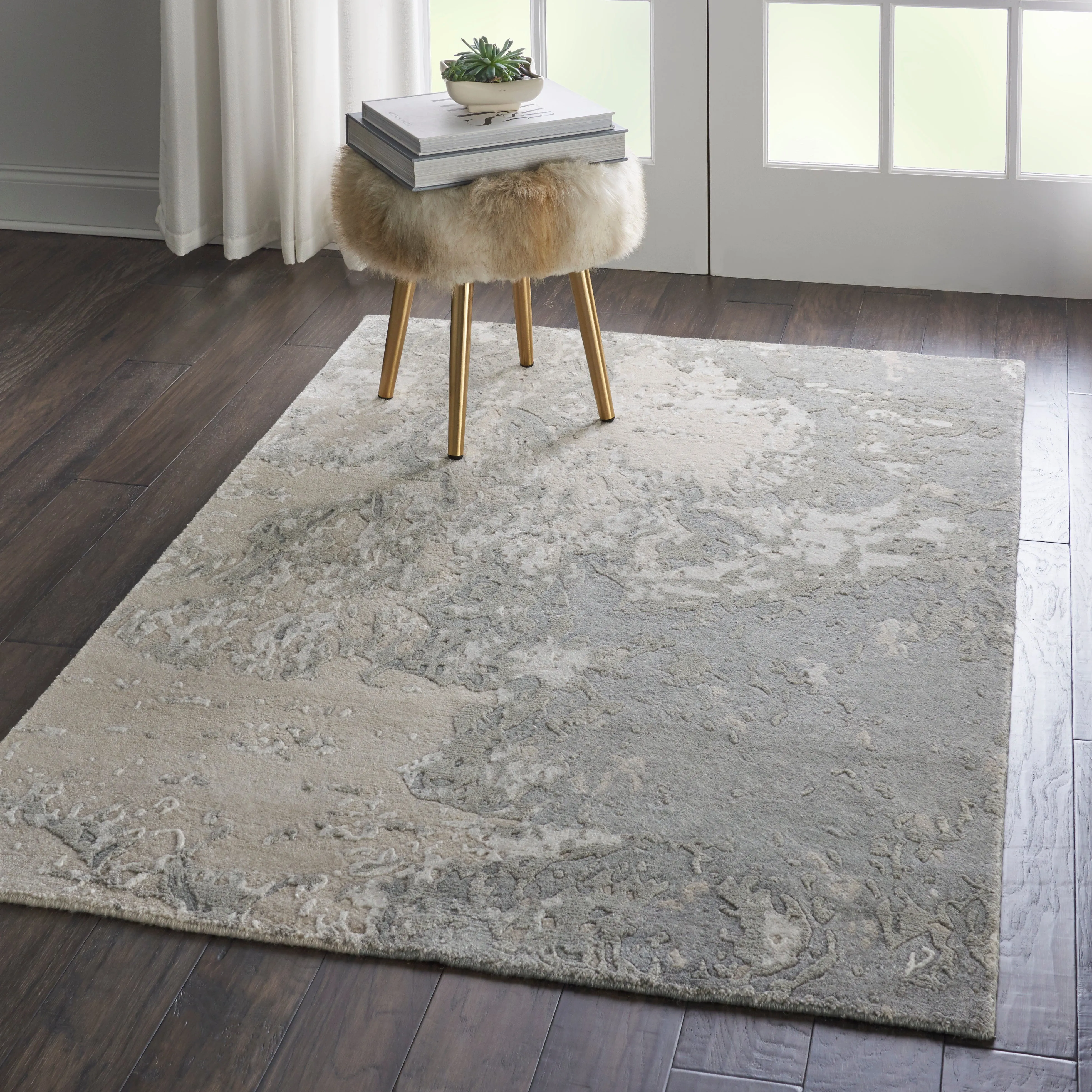 Beige Essentials Abstract Modern Wool Blend Rug