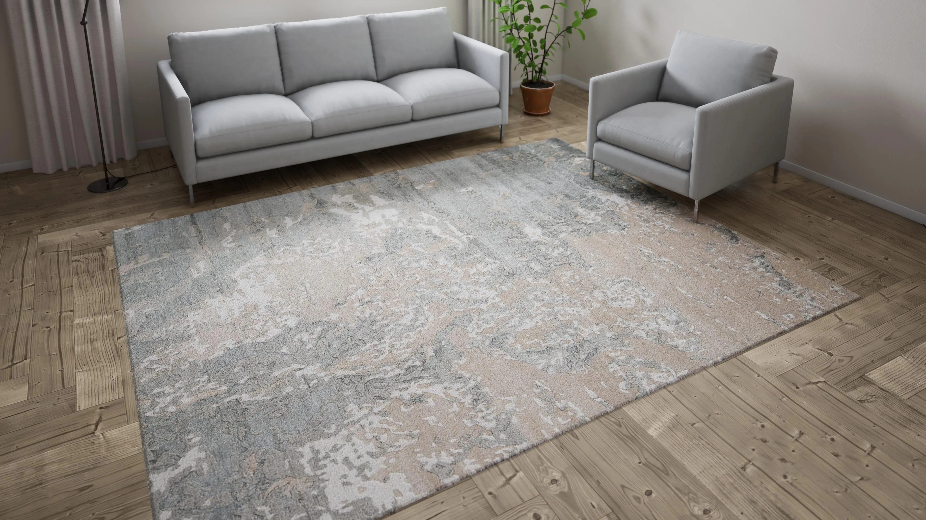 Beige Essentials Abstract Modern Wool Blend Rug