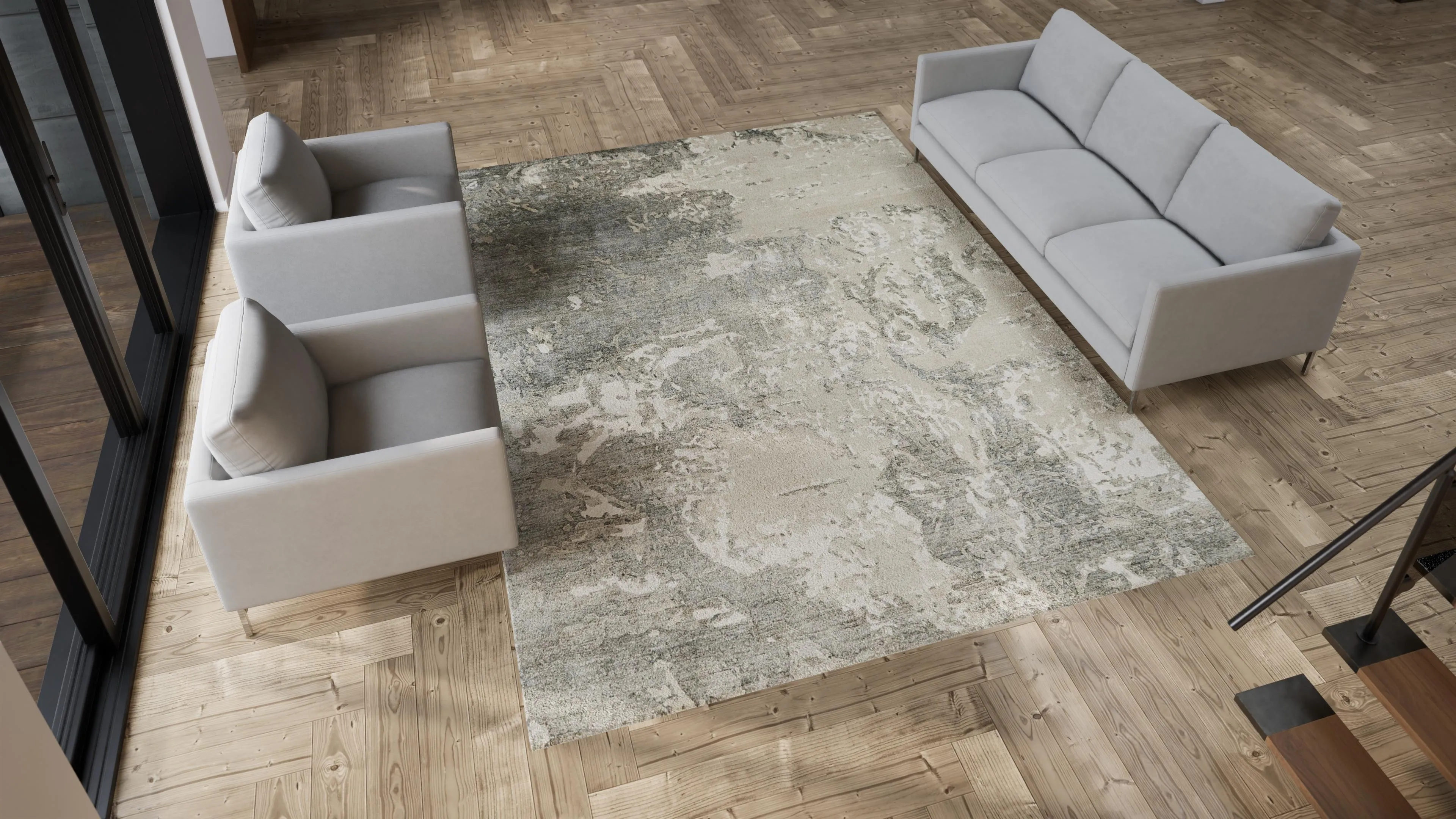 Beige Essentials Abstract Modern Wool Blend Rug