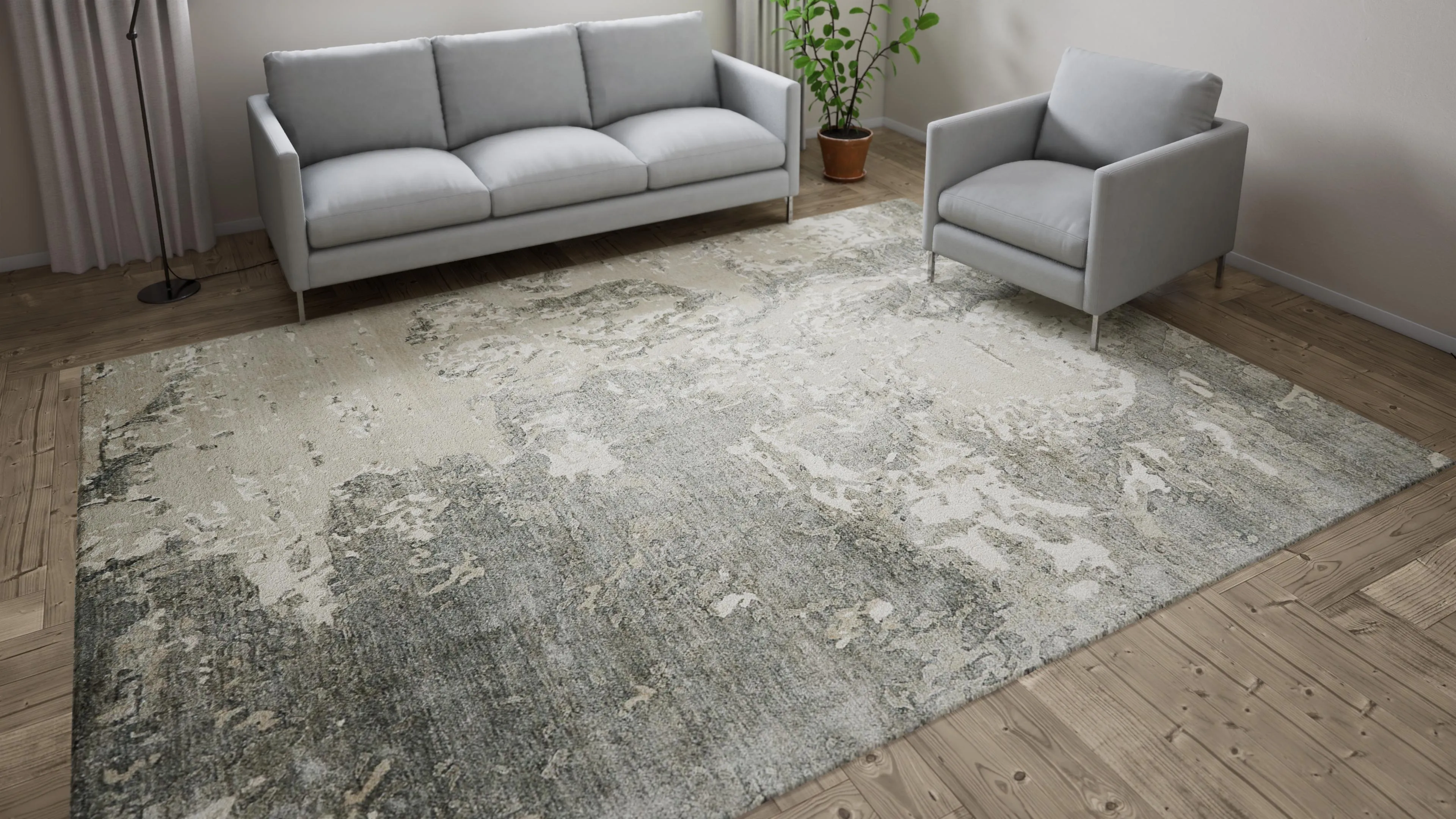 Beige Essentials Abstract Modern Wool Blend Rug