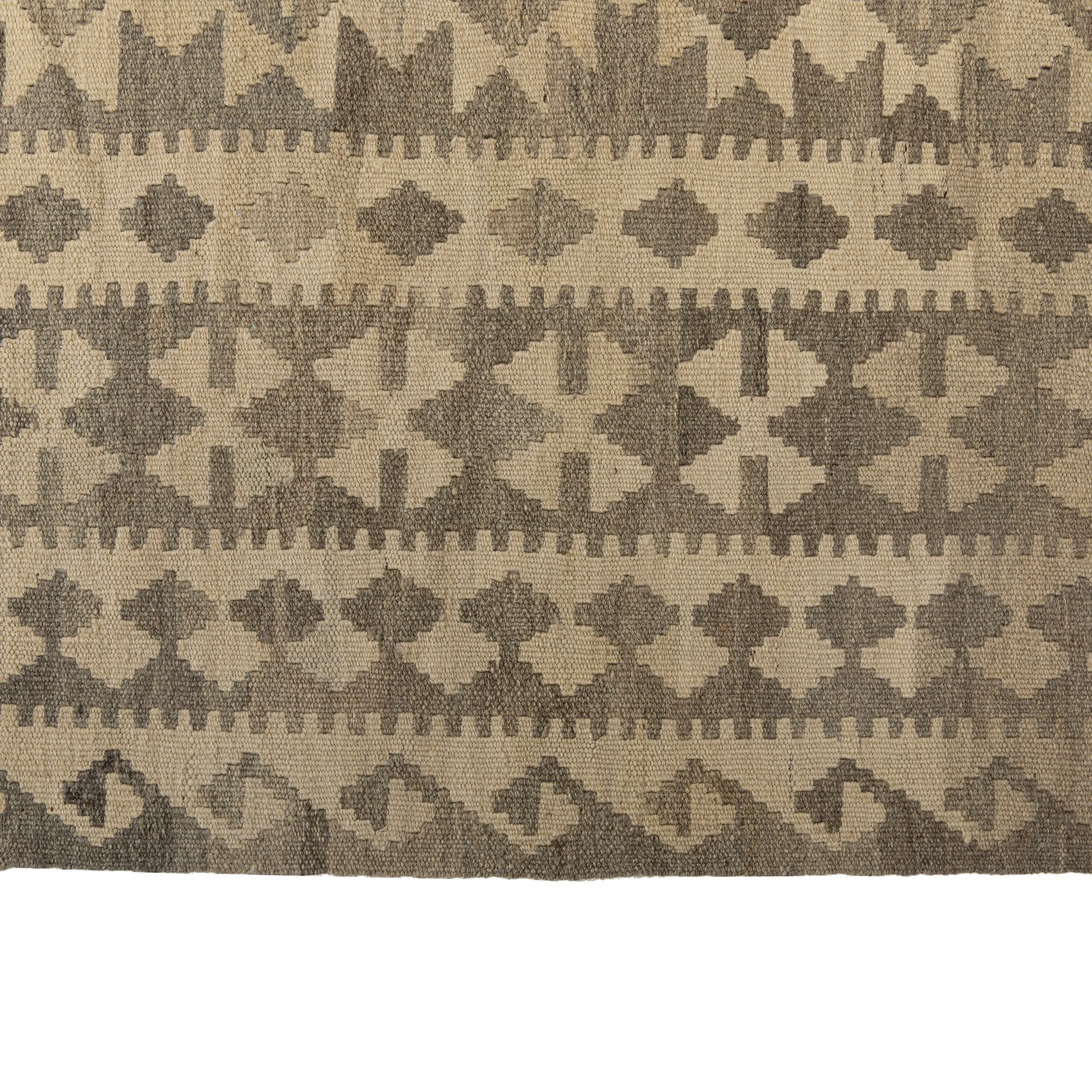 Beige Flatweave Wool Rug - 9'9" x 13'