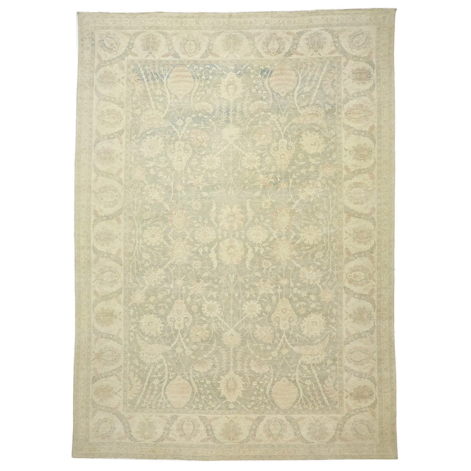 Beige Overdyed Wool Rug - 12'2" x 17'1"