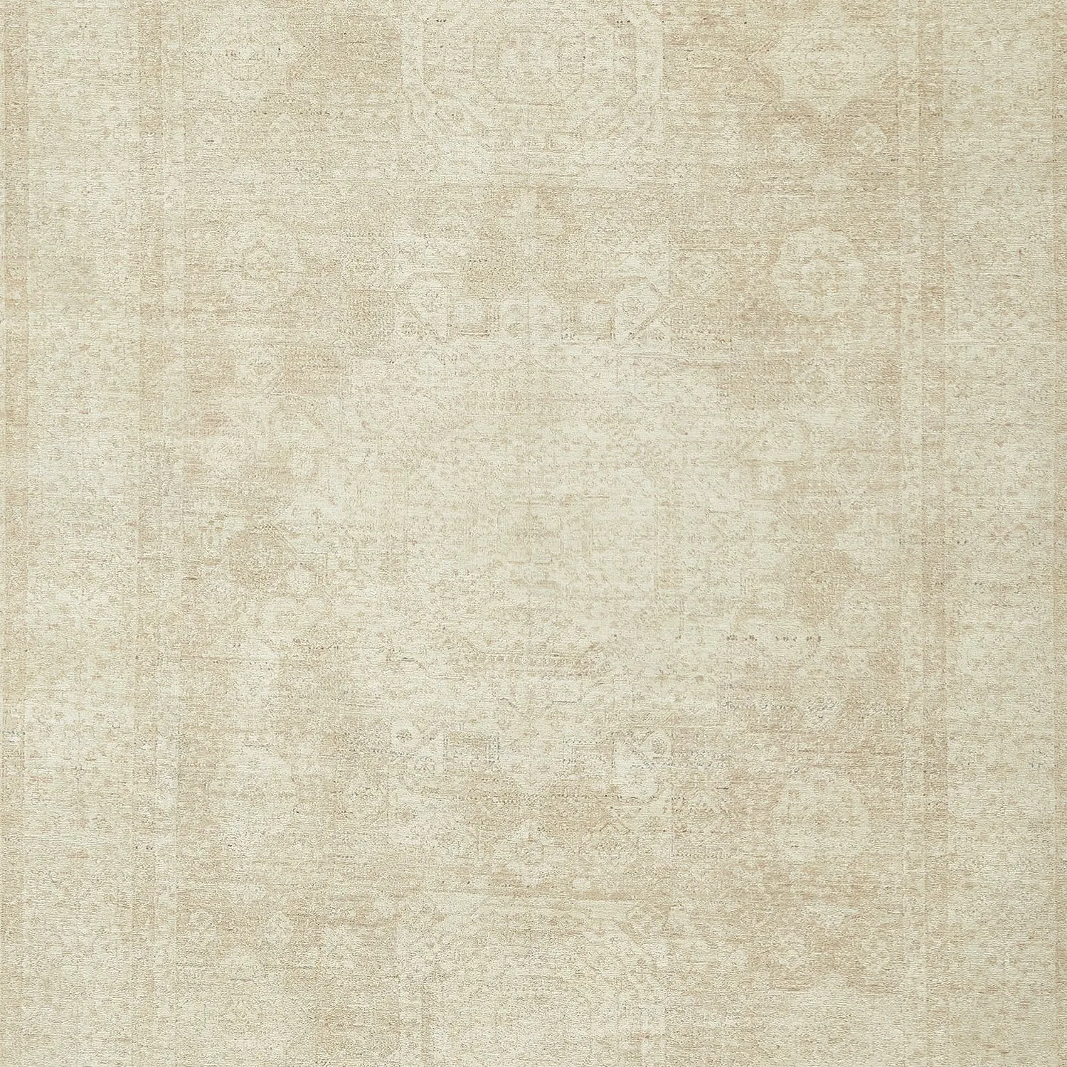 Beige Overdyed Wool Rug - 6'11" x 20'