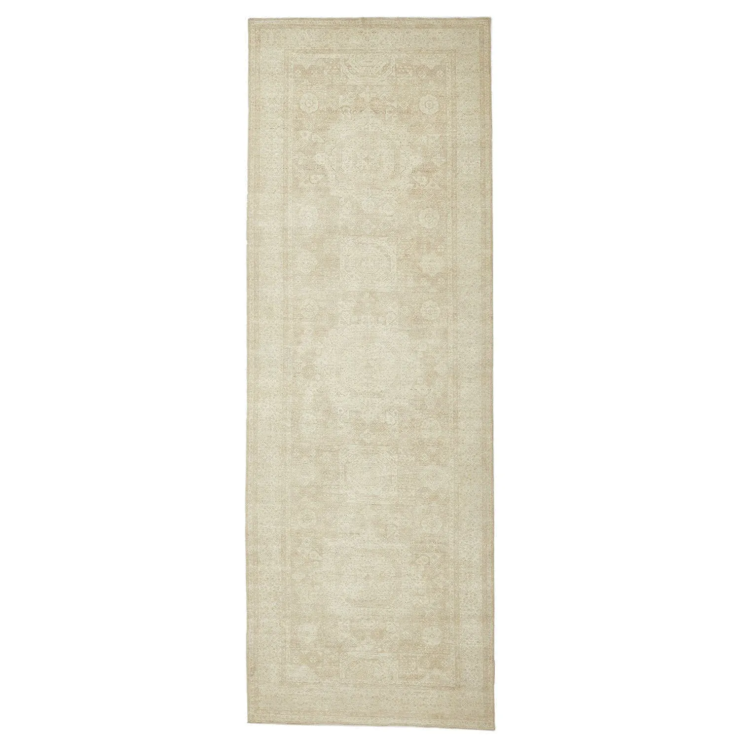Beige Overdyed Wool Rug - 6'11" x 20'