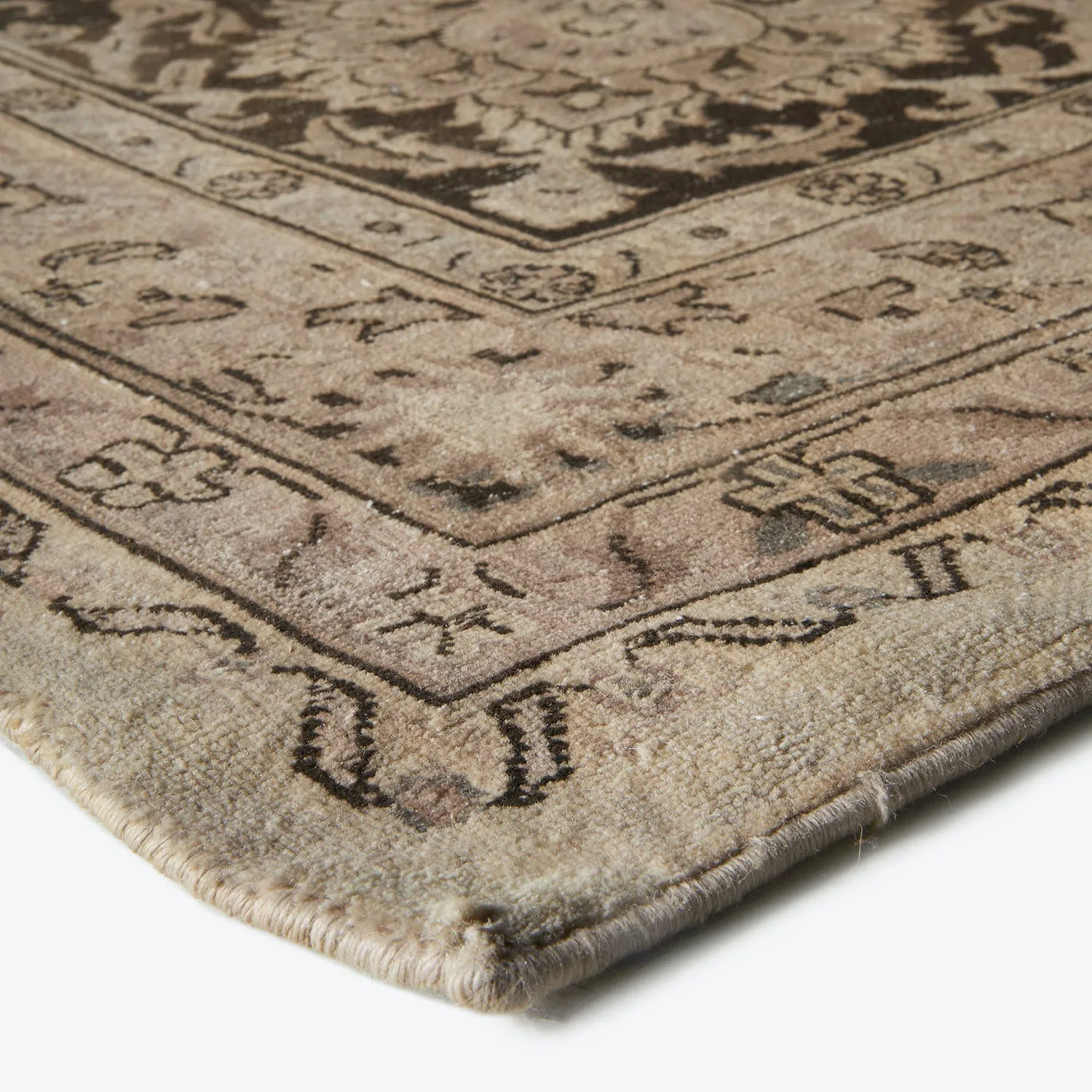 Beige Overdyed Wool Runner - 4'7" x 13'1"