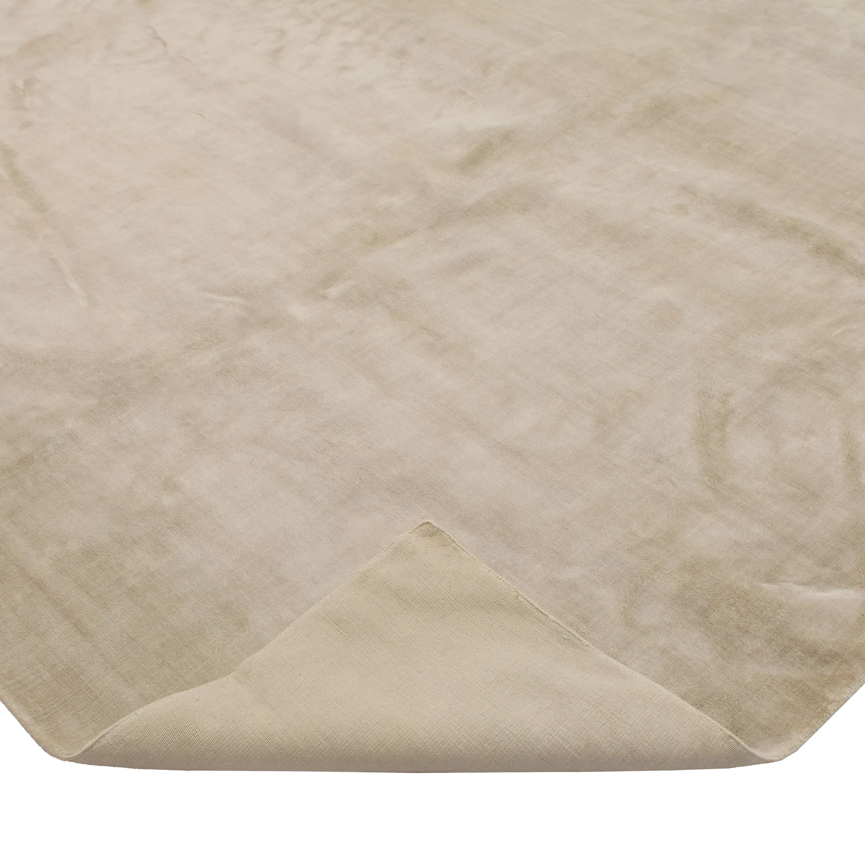 Beige Solid Tibetan NuSilk Rug - 12' x 15'