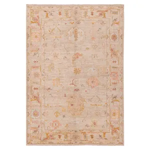 Beige Traditional Oushak Wool Rug - 6' x 8'7"