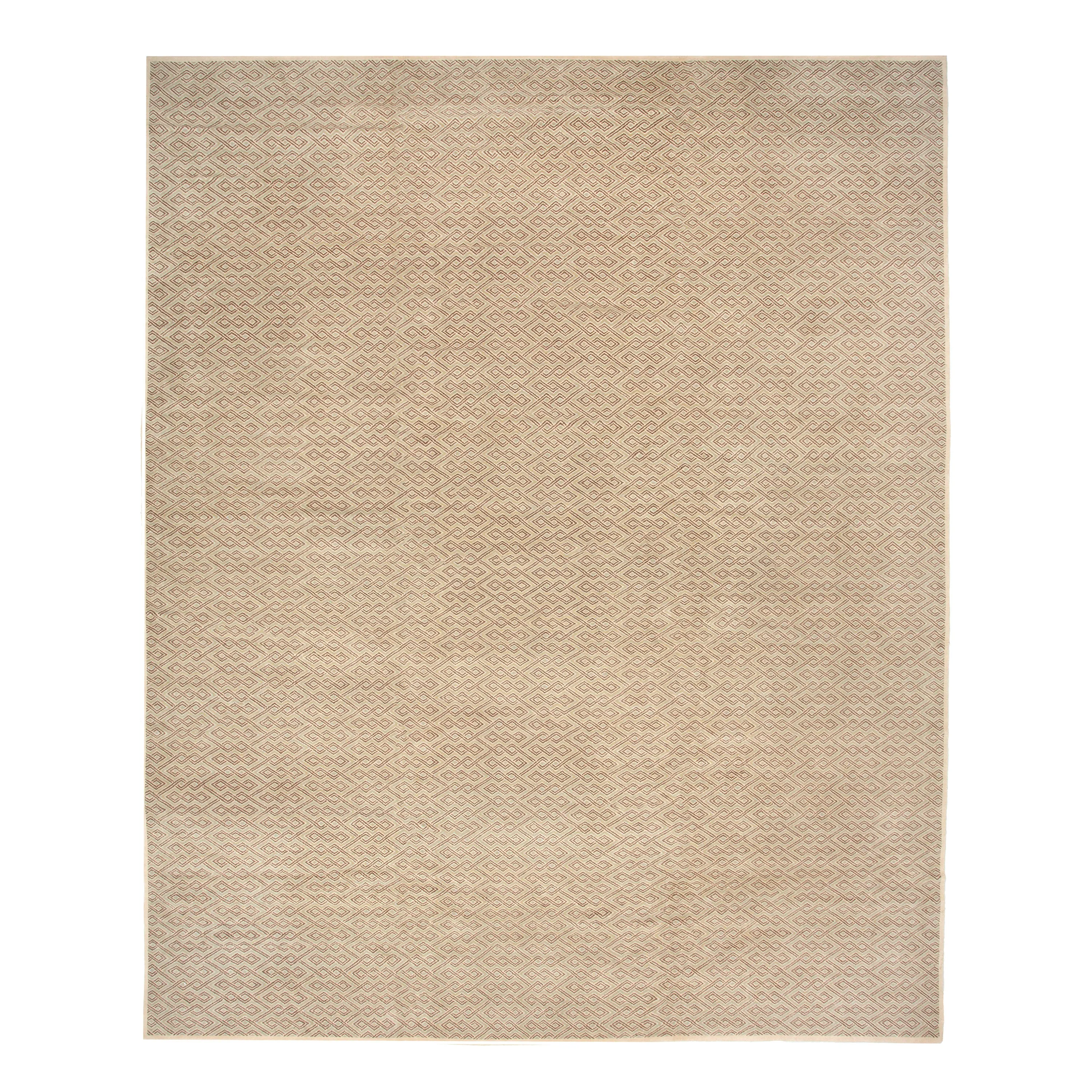 Beige Traditional Tibetan Wool Rug - 14'1" x 17'10"