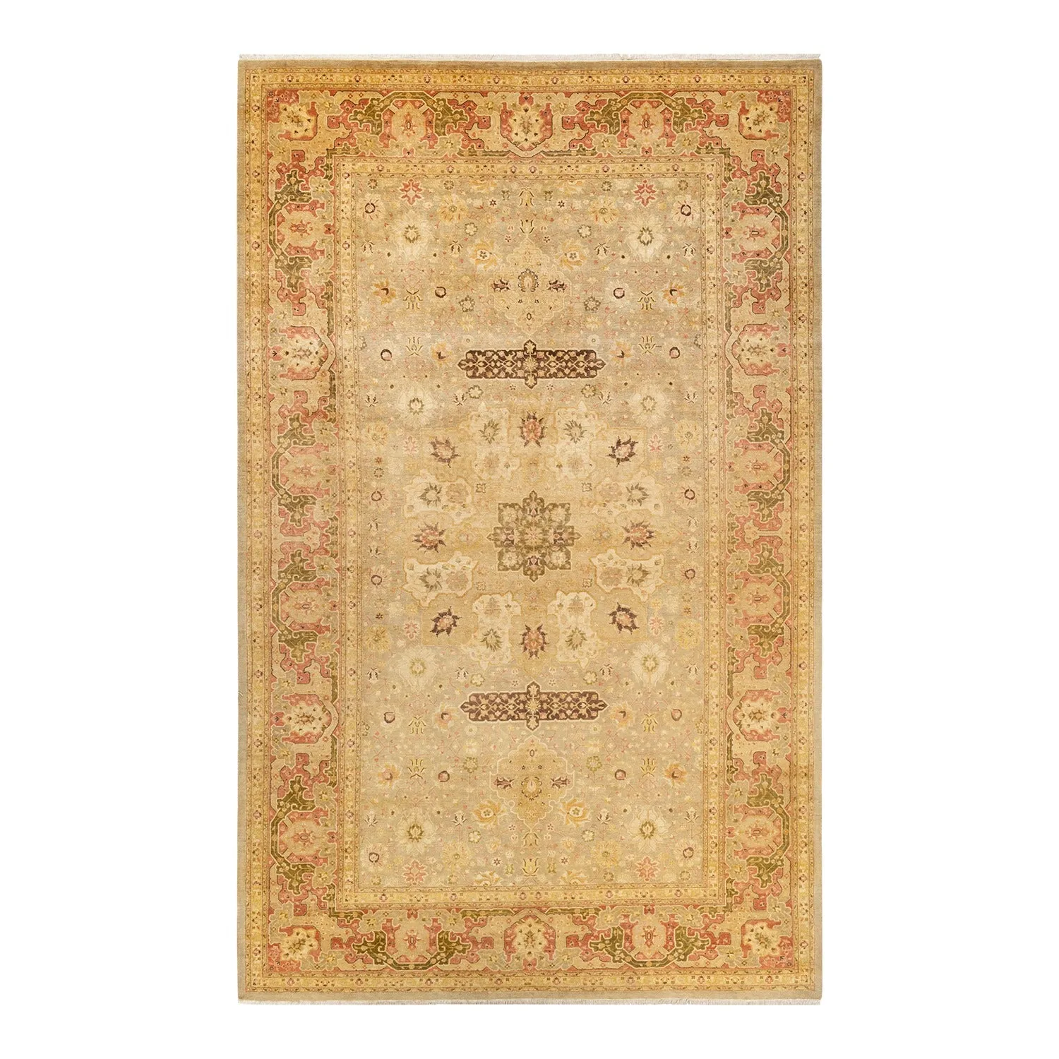 Beige Traditional Wool Rug - 8'4" x 13'7"