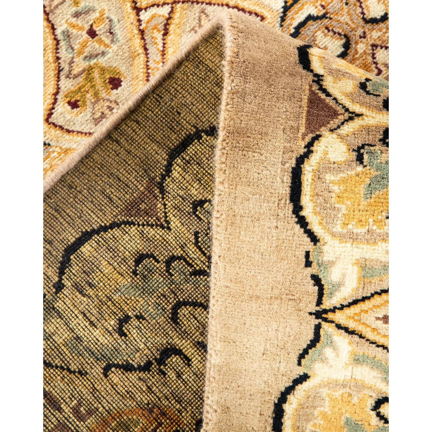 Beige Traditional Wool Rug - 9'4" x 10'1"