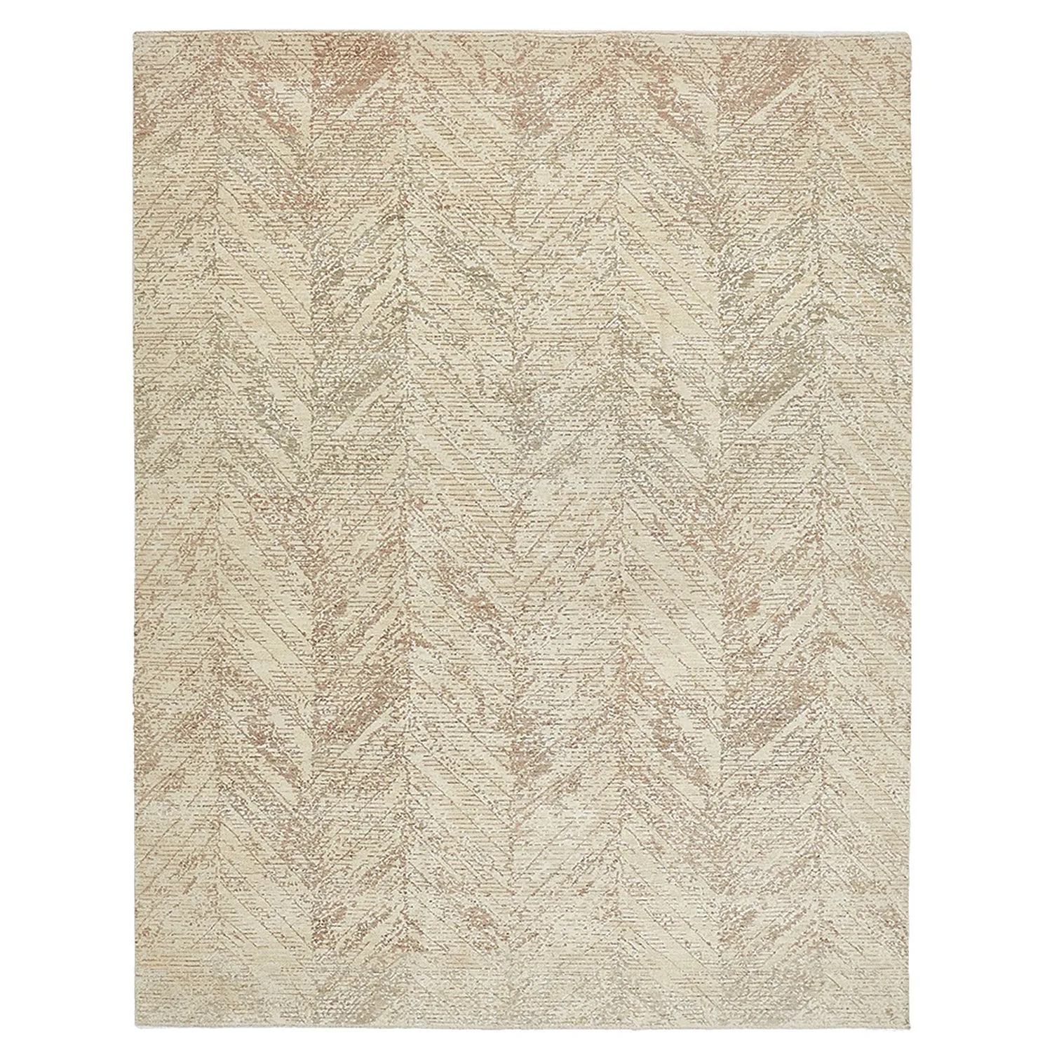 Beige Transitional Wool   Silk Rug - 7'1" x 10'1"