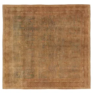 Beige Vintage Tabriz Wool Rug- 20'5"x21'1"