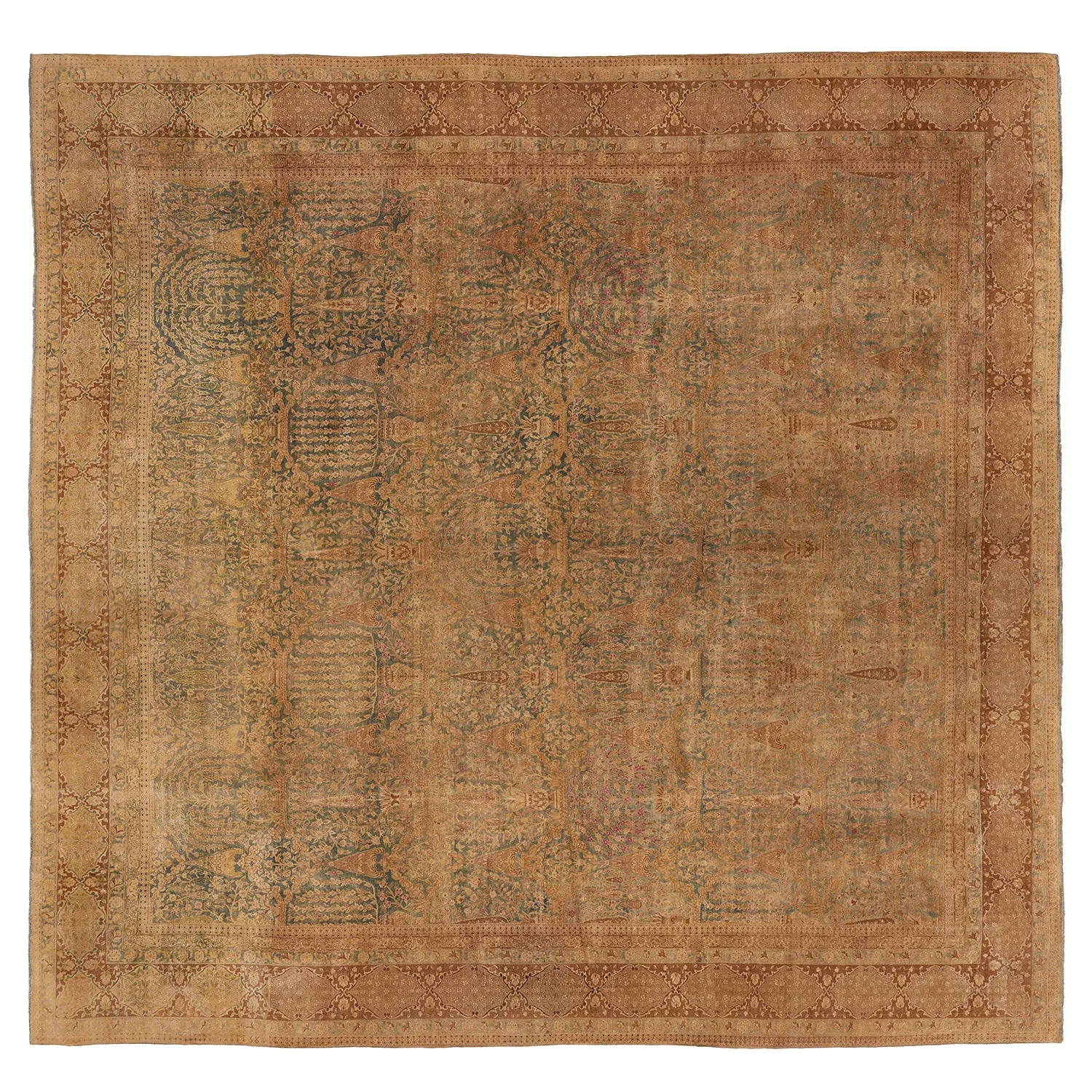 Beige Vintage Tabriz Wool Rug- 20'5"x21'1"
