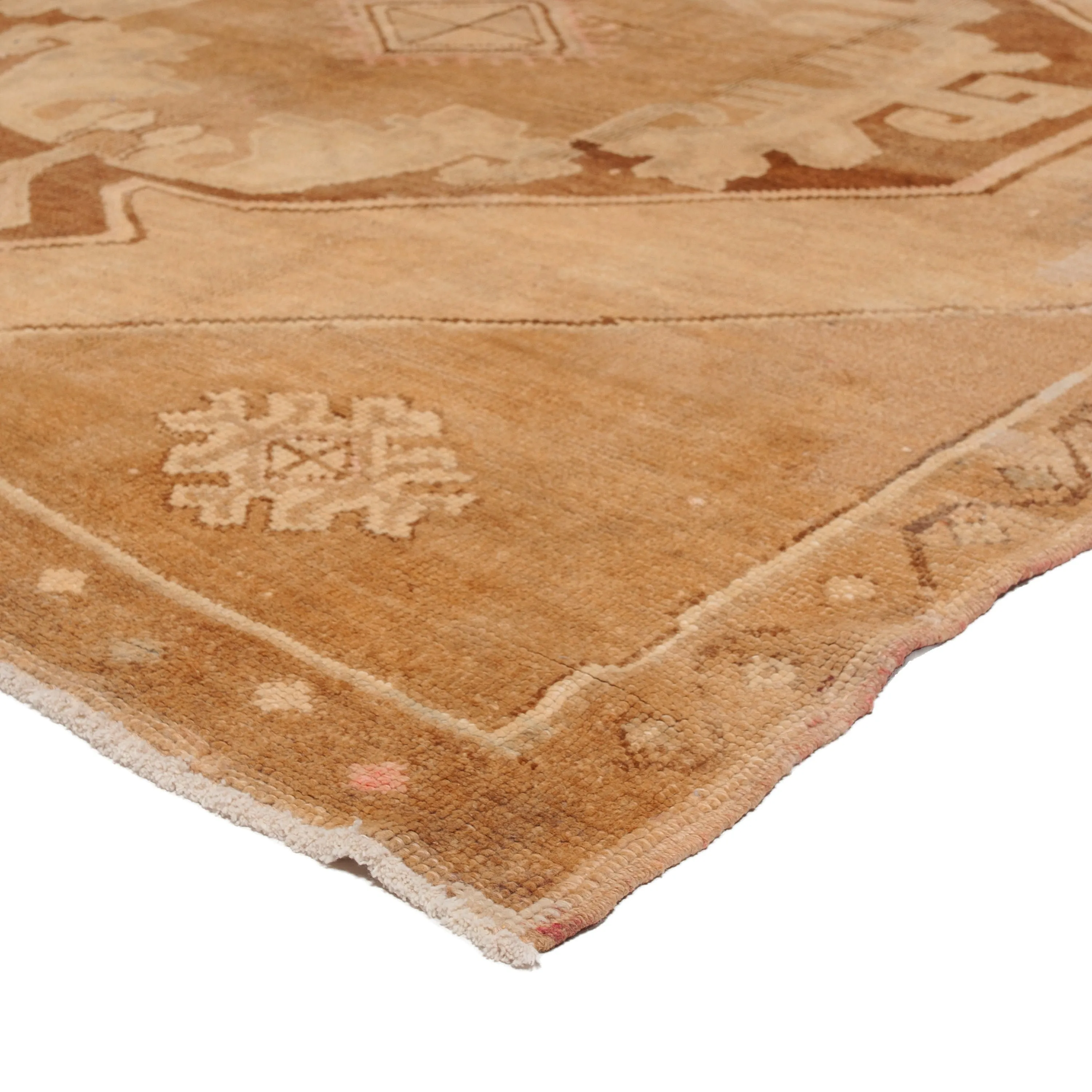 Beige Vintage Traditional Turkish Wool Rug - 6'2" x 17'2"