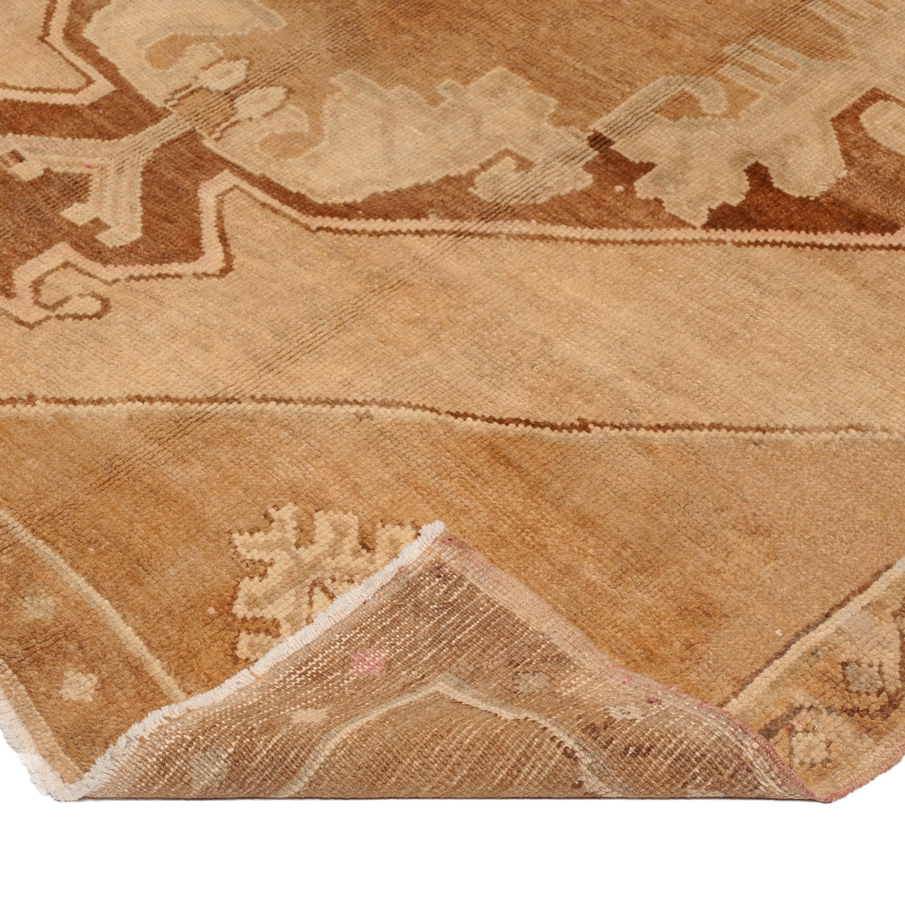 Beige Vintage Traditional Turkish Wool Rug - 6'2" x 17'2"