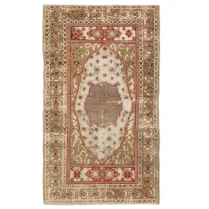 Beige Vintage Traditional Wool Rug - 3'6" x 6'1"