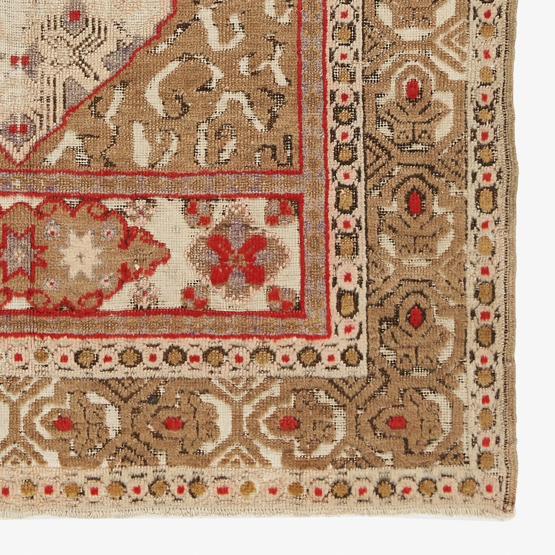 Beige Vintage Traditional Wool Rug - 3'6" x 6'1"
