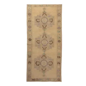 Beige Vintage Traditional Wool Rug - 5'2" x 12'