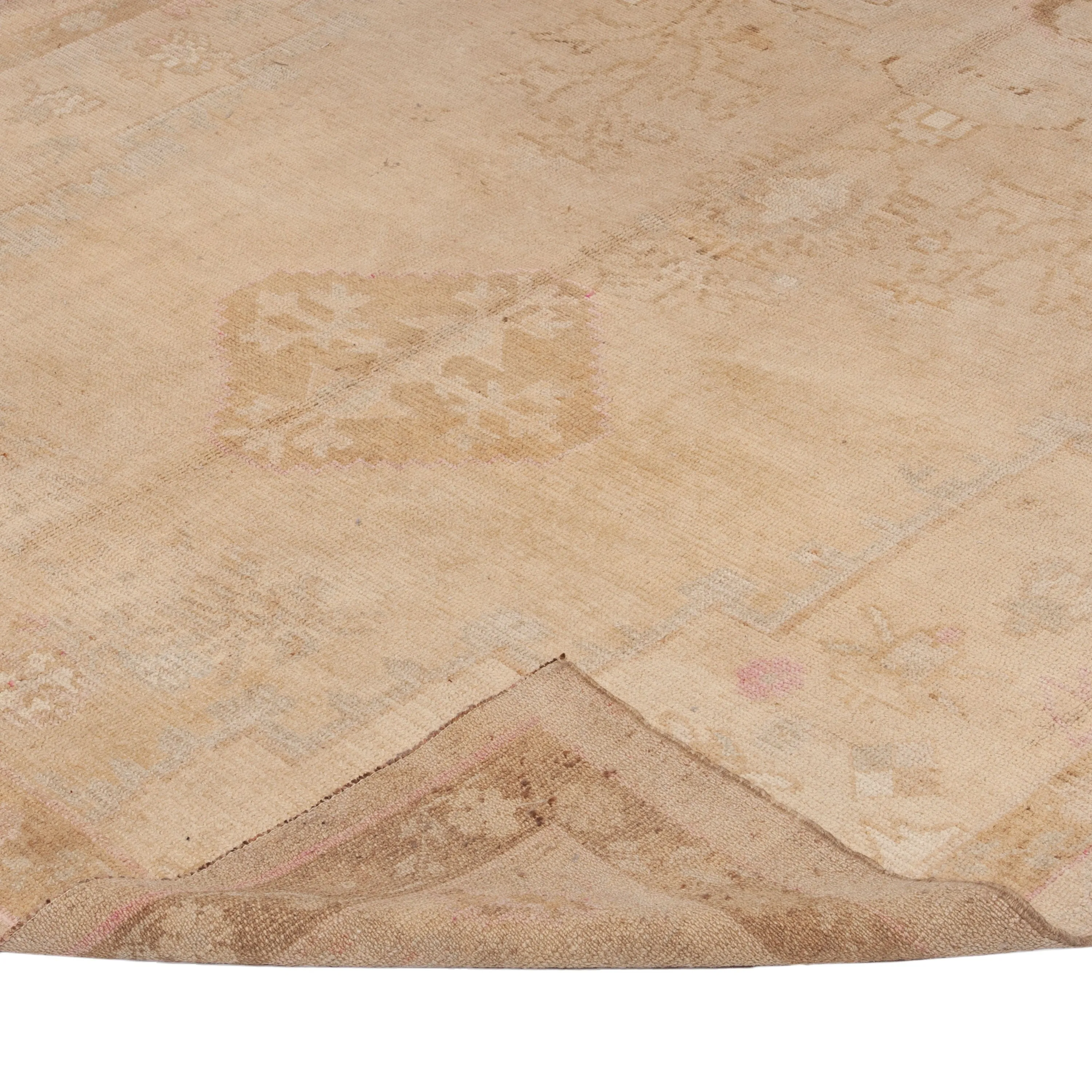Beige Vintage Traditional Wool Rug - 6'7" x 15'9"
