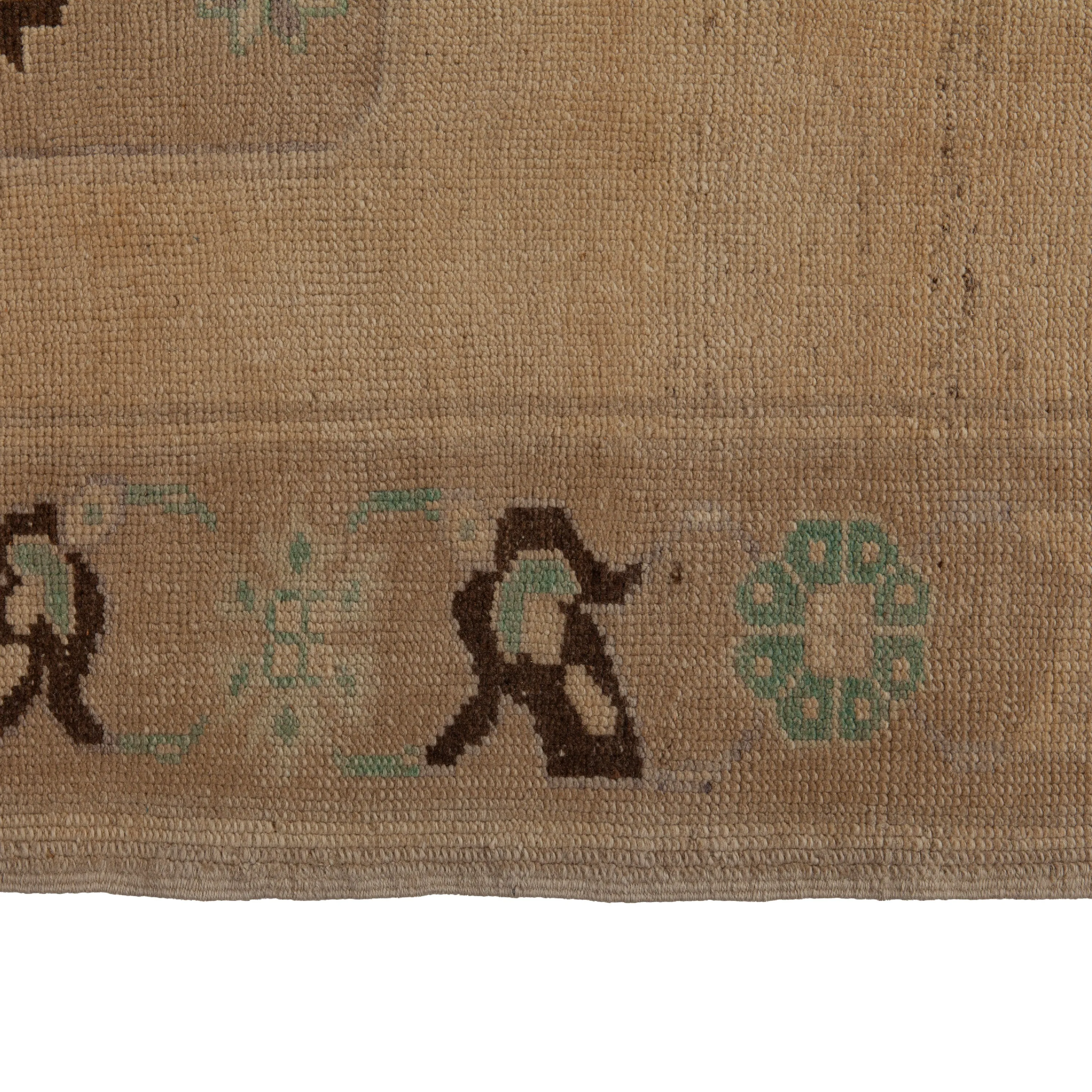 Beige Vintage Traditional Wool Runner - 5'1" x 12'