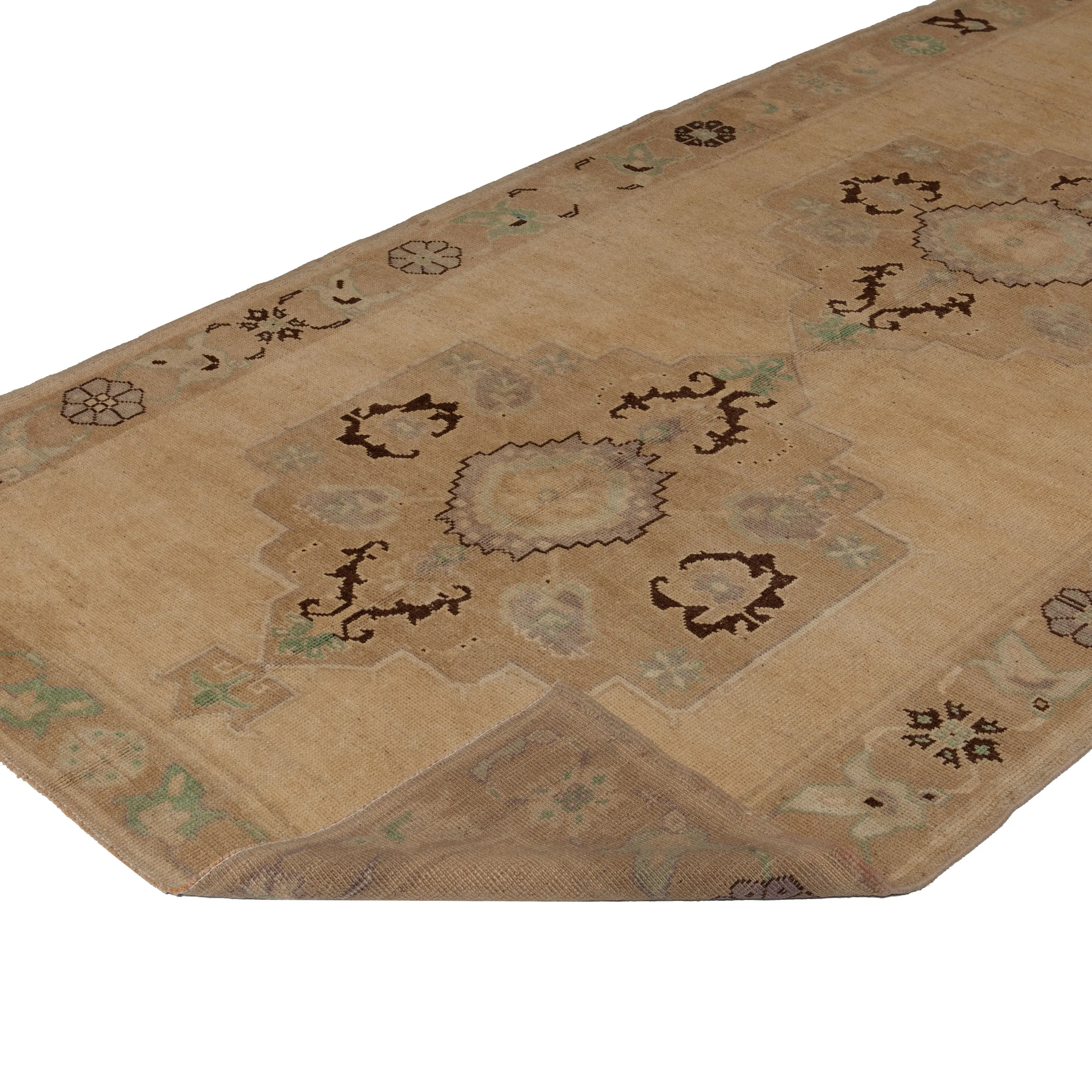 Beige Vintage Traditional Wool Runner - 5'1" x 12'