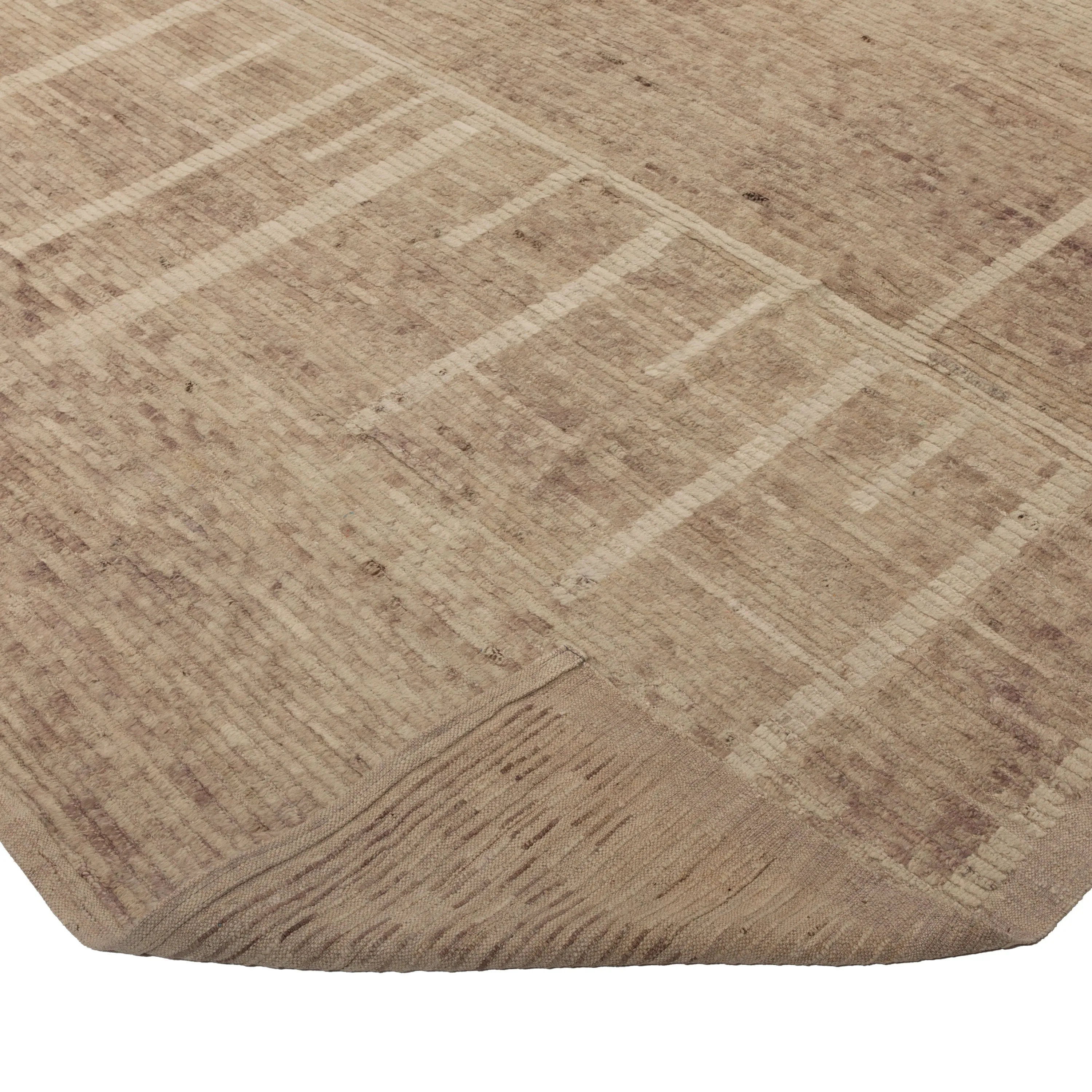 Beige Zameen Modern Wool Rug - 10'4" x 14'2"