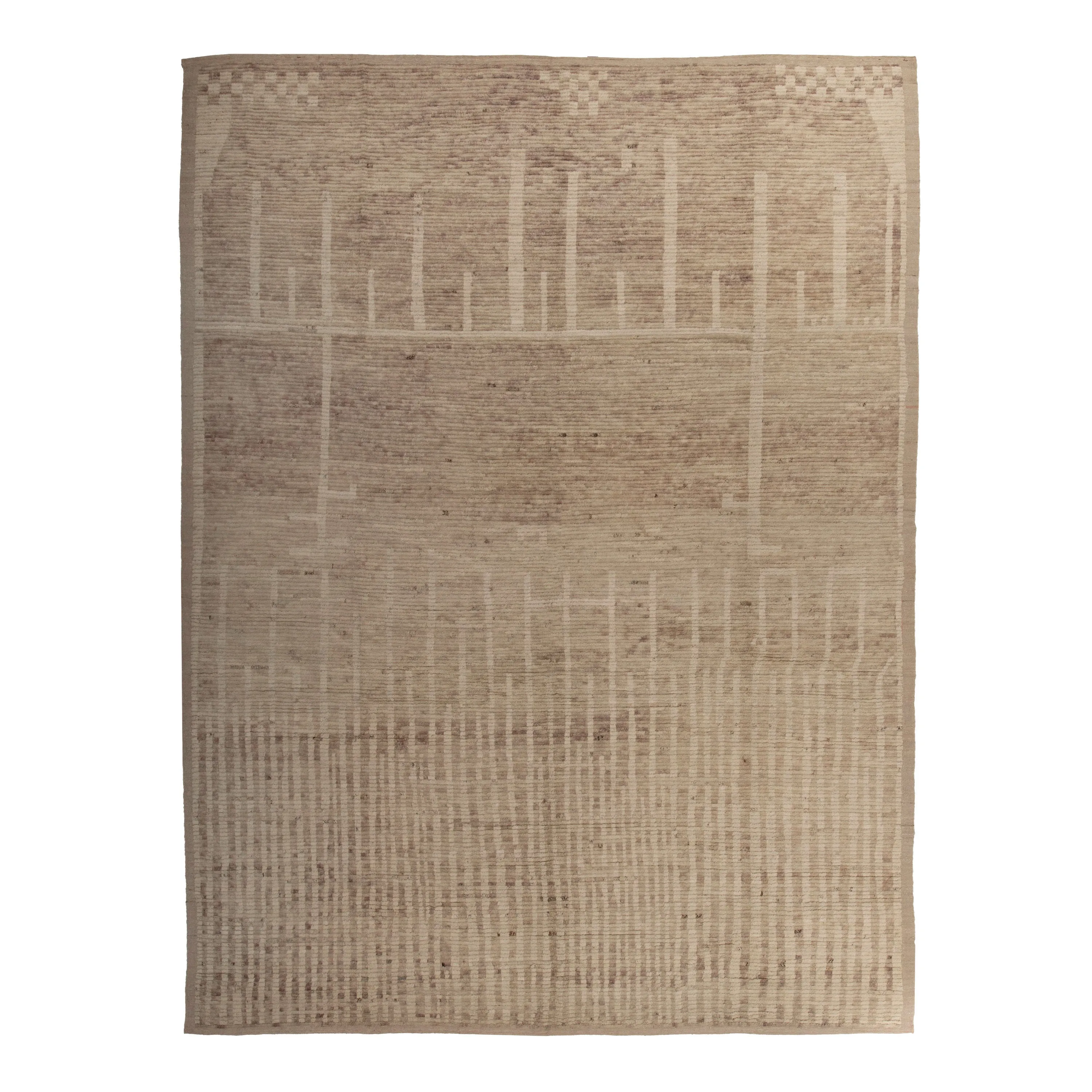 Beige Zameen Modern Wool Rug - 10'4" x 14'2"