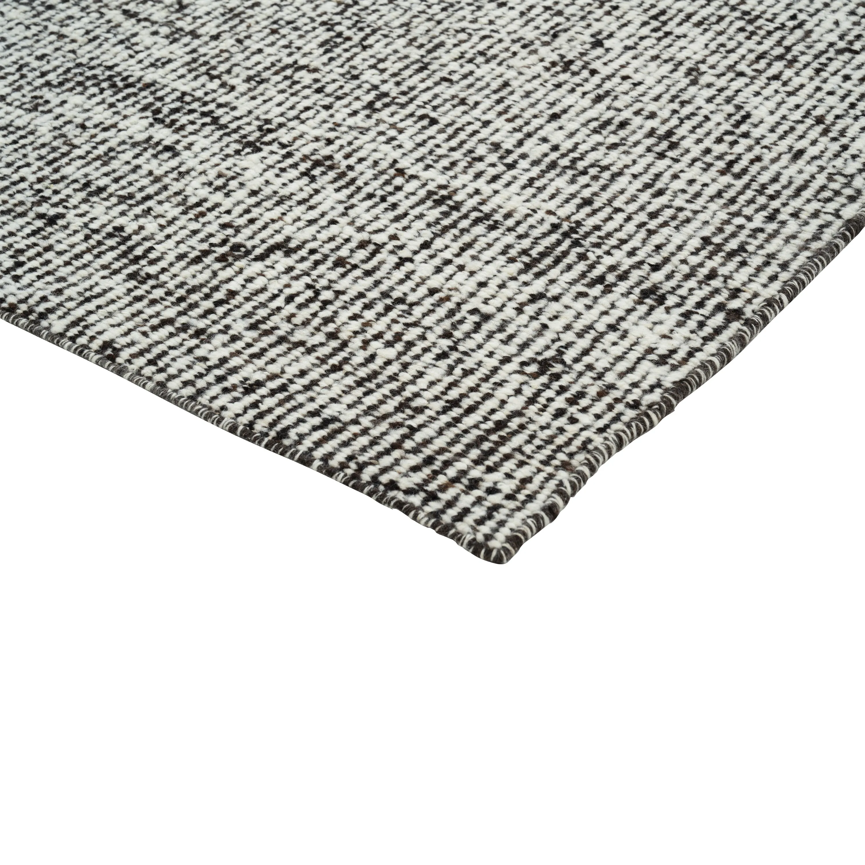 Black & White Dhurrie Wool Runner - 5' x 10'