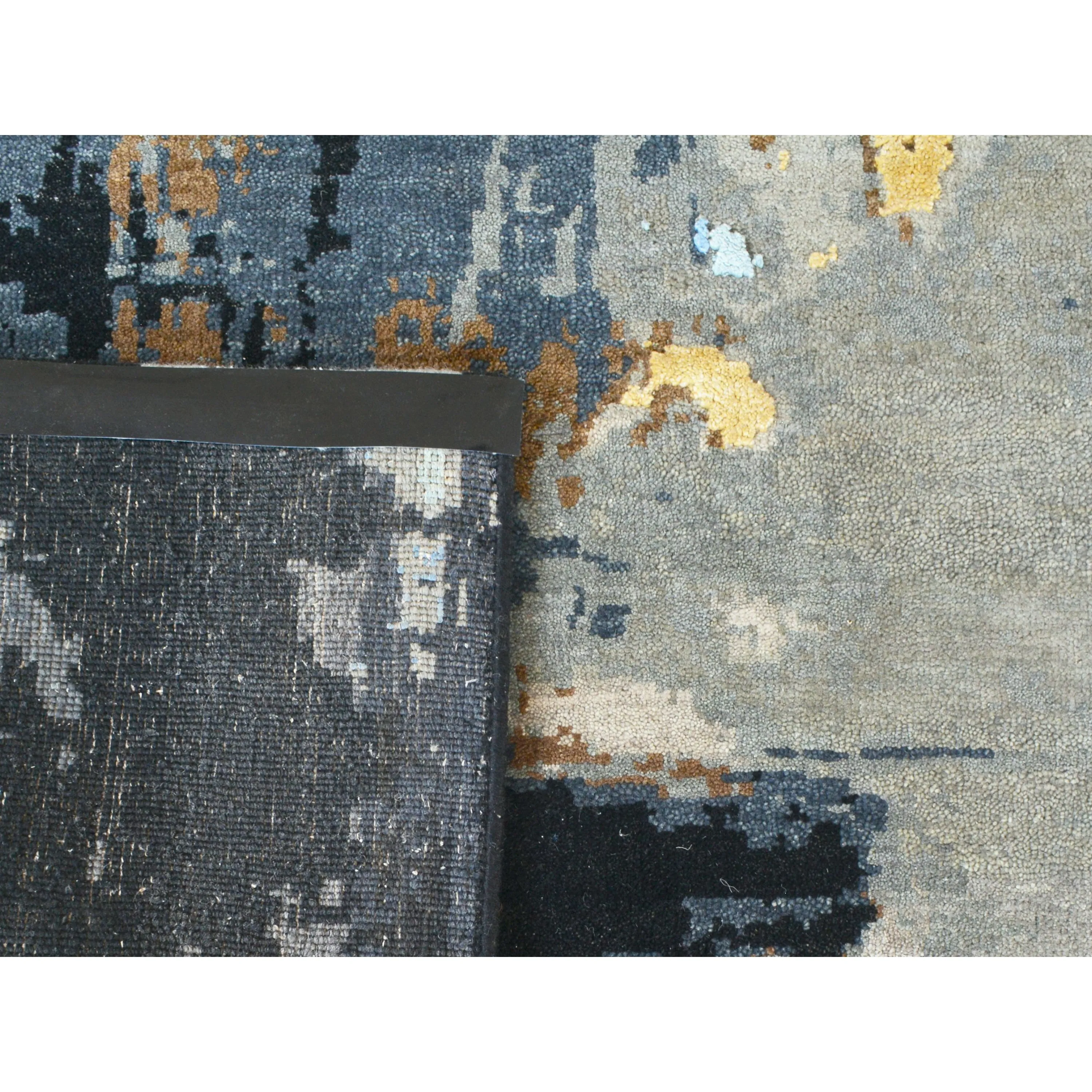 Black Contemporary Wool Silk Blend Rug - 9'11" x 13'10"