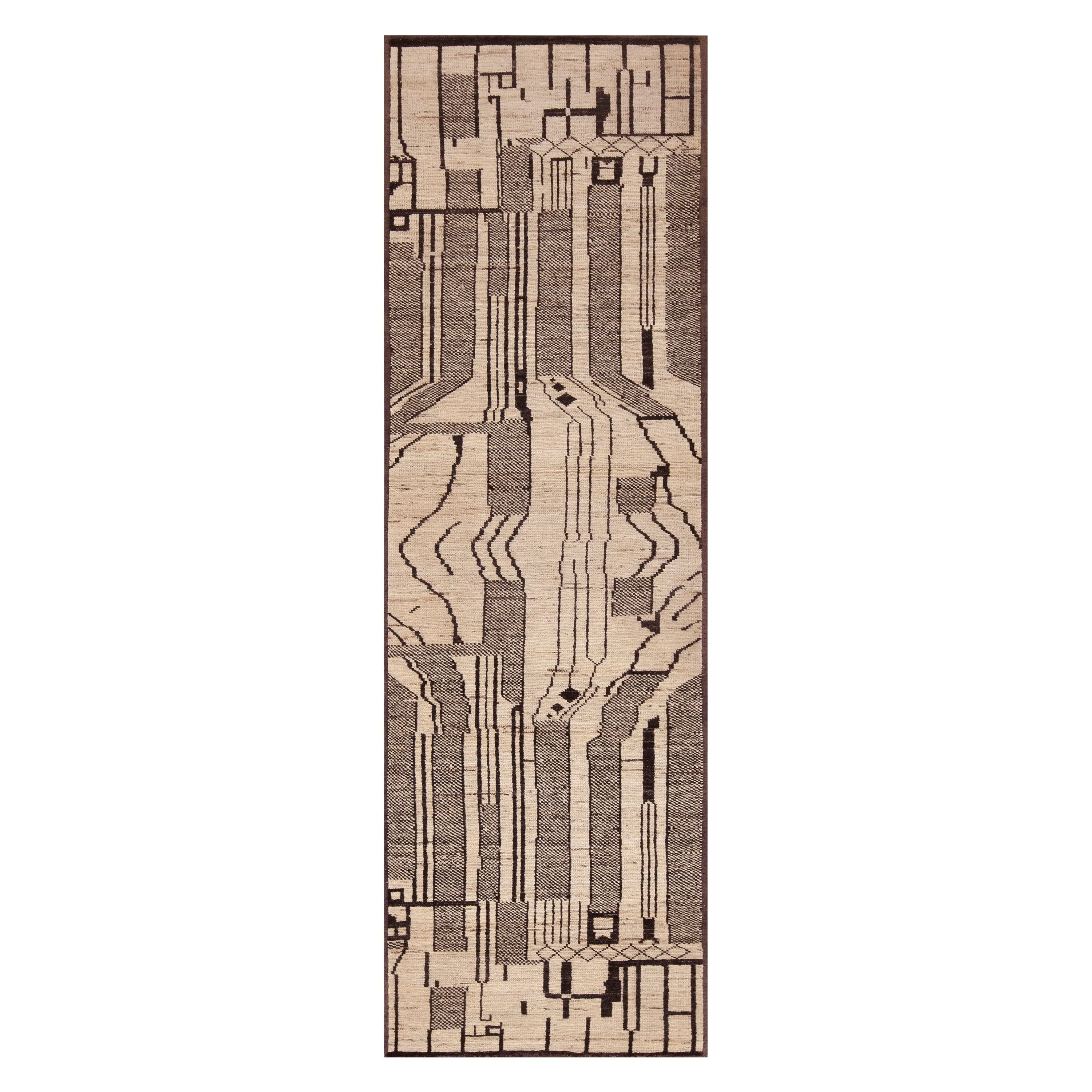 Black Zameen Transitional Wool Runner - 3' x 9'8"