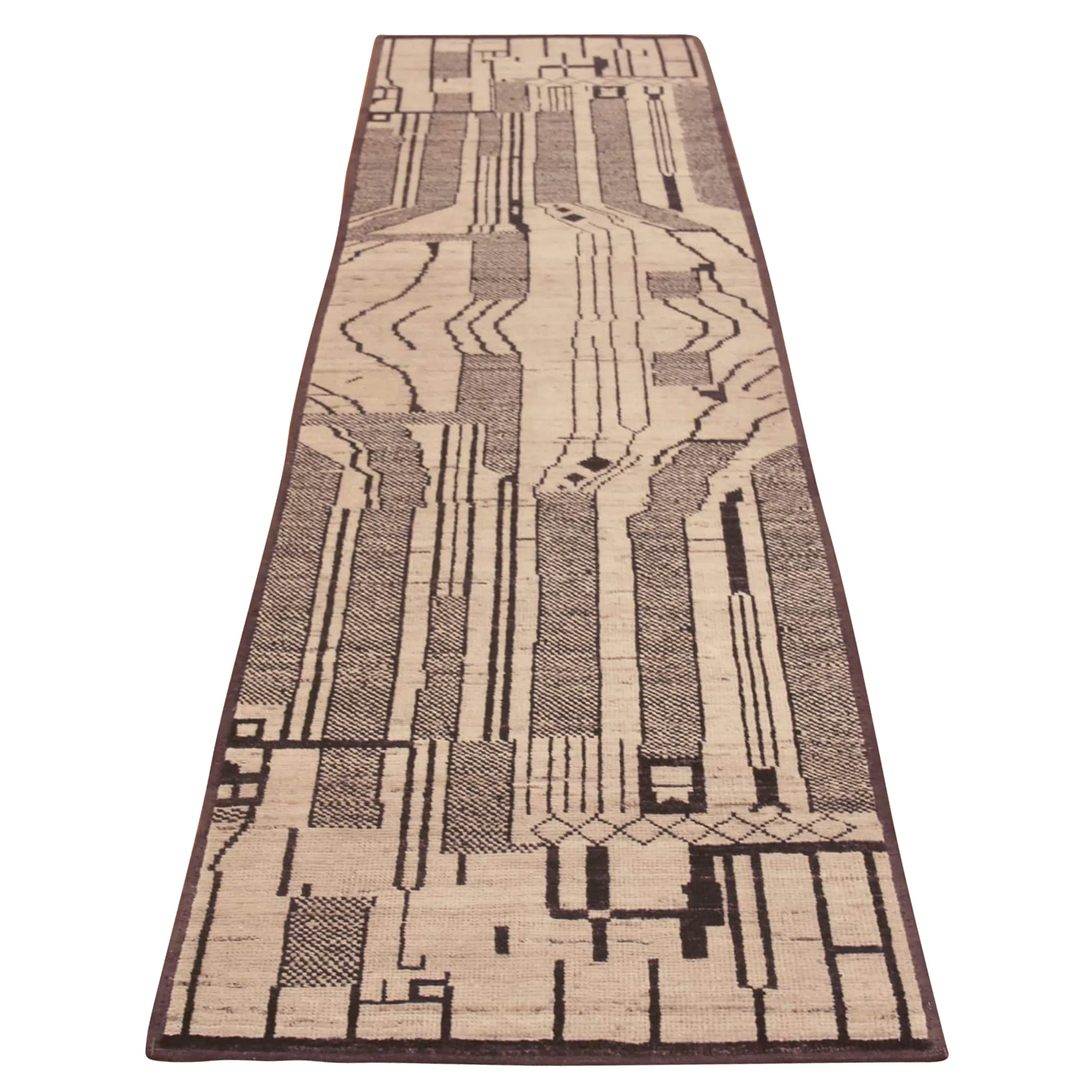 Black Zameen Transitional Wool Runner - 3' x 9'8"