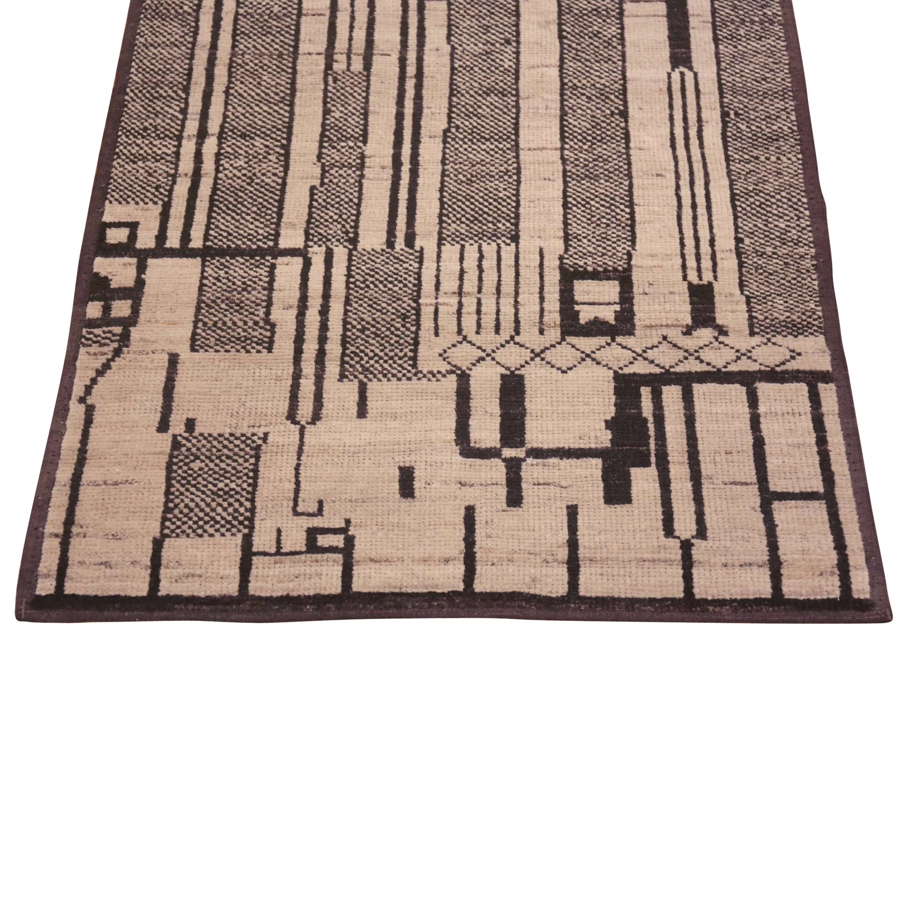 Black Zameen Transitional Wool Runner - 3' x 9'8"