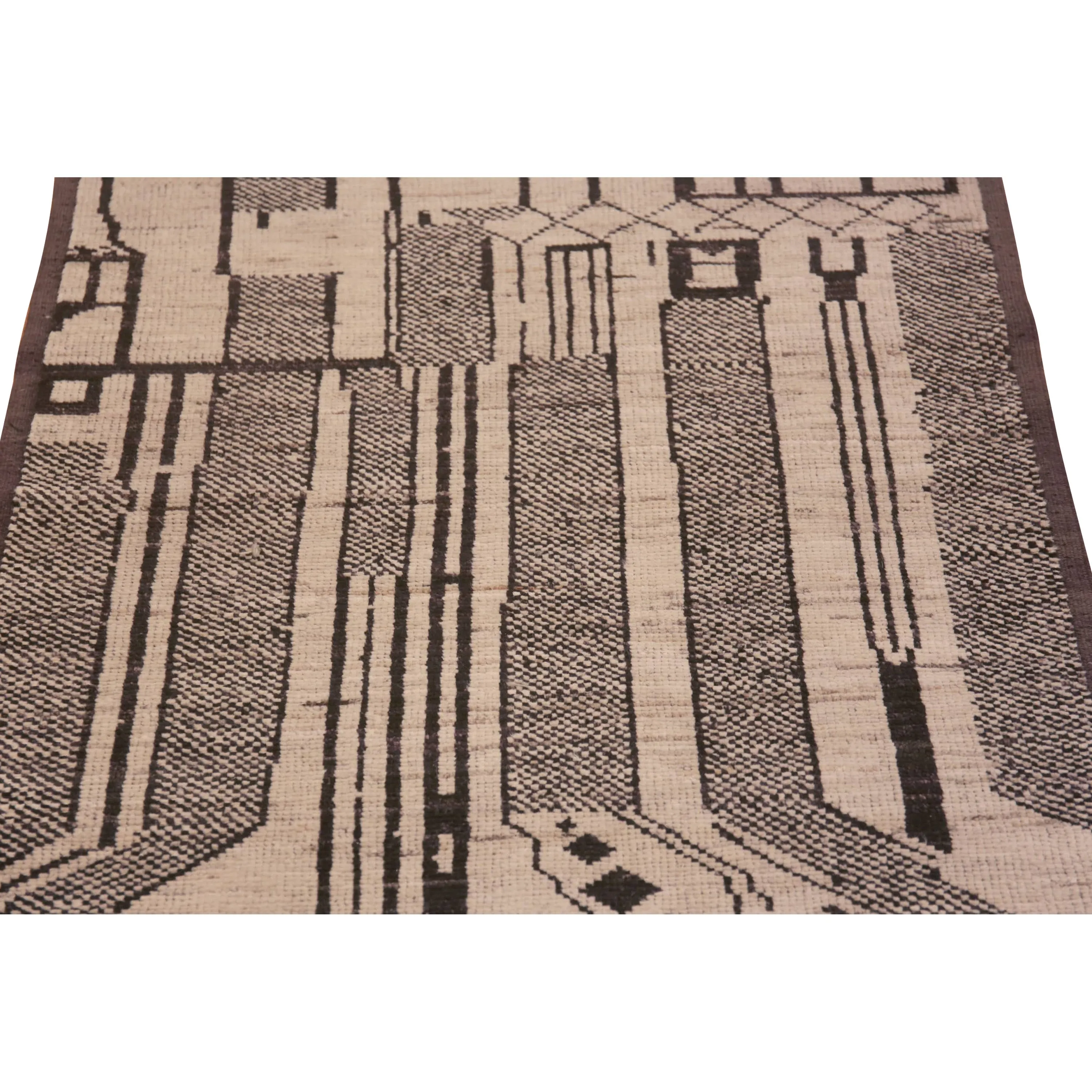 Black Zameen Transitional Wool Runner - 3' x 9'8"