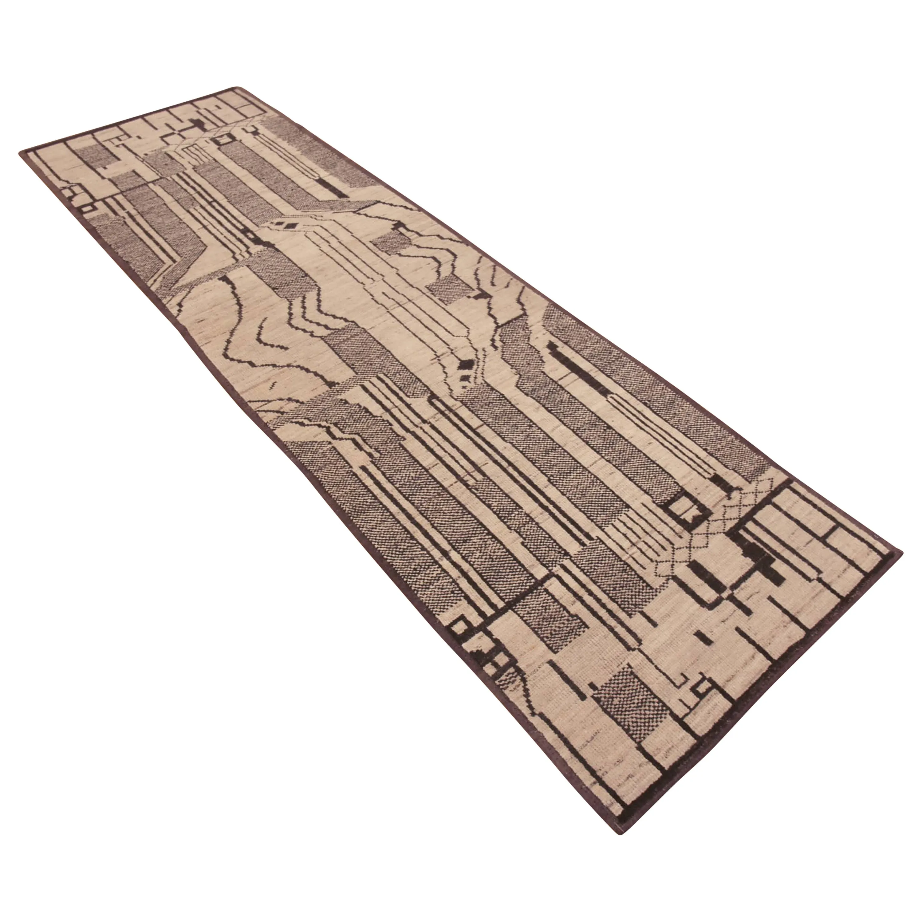 Black Zameen Transitional Wool Runner - 3' x 9'8"