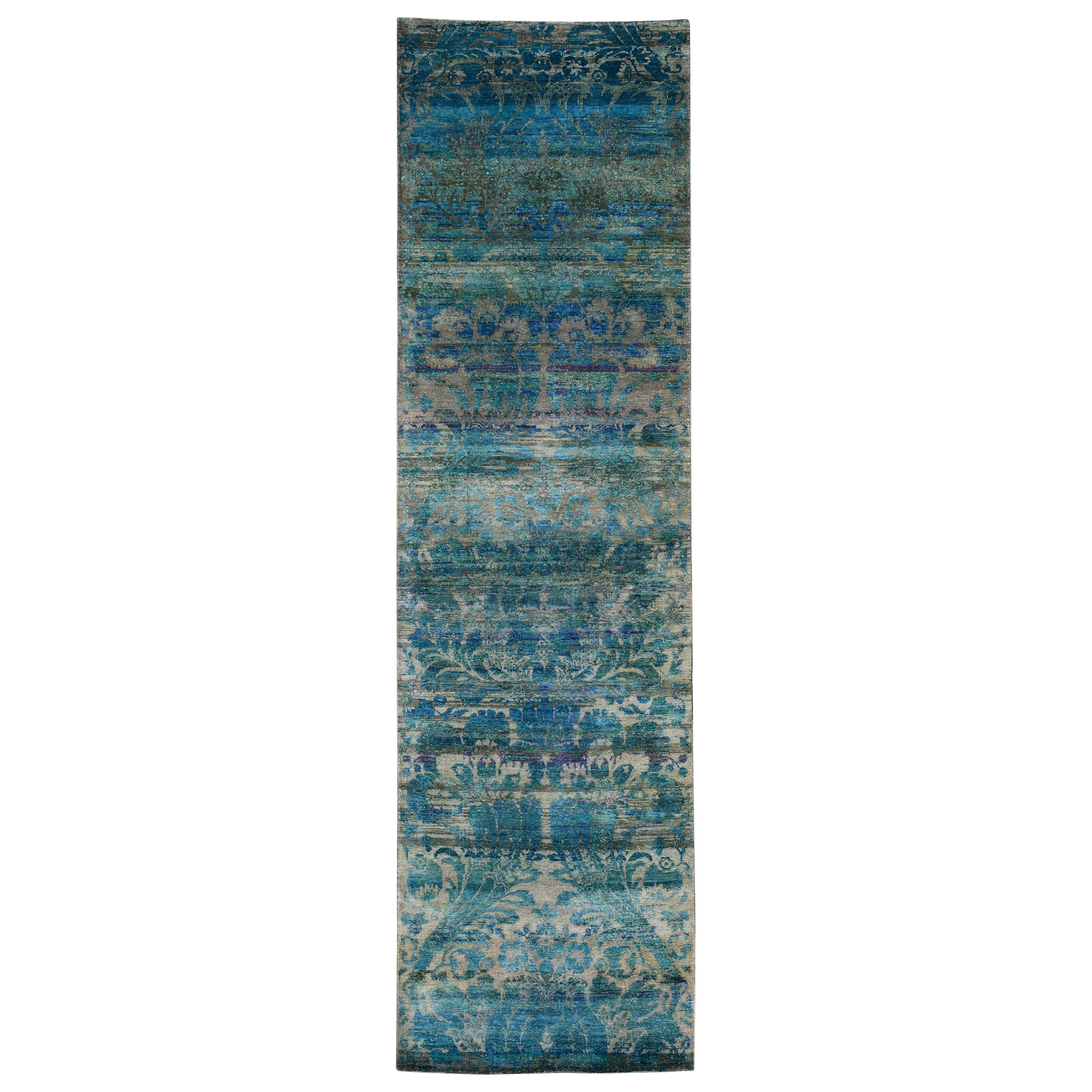 Blue Alchemy Contemporary Silk Runner - 3' x 7'2"