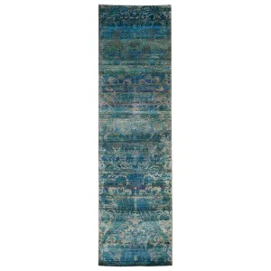 Blue Alchemy Contemporary Silk Runner - 3' x 7'2"