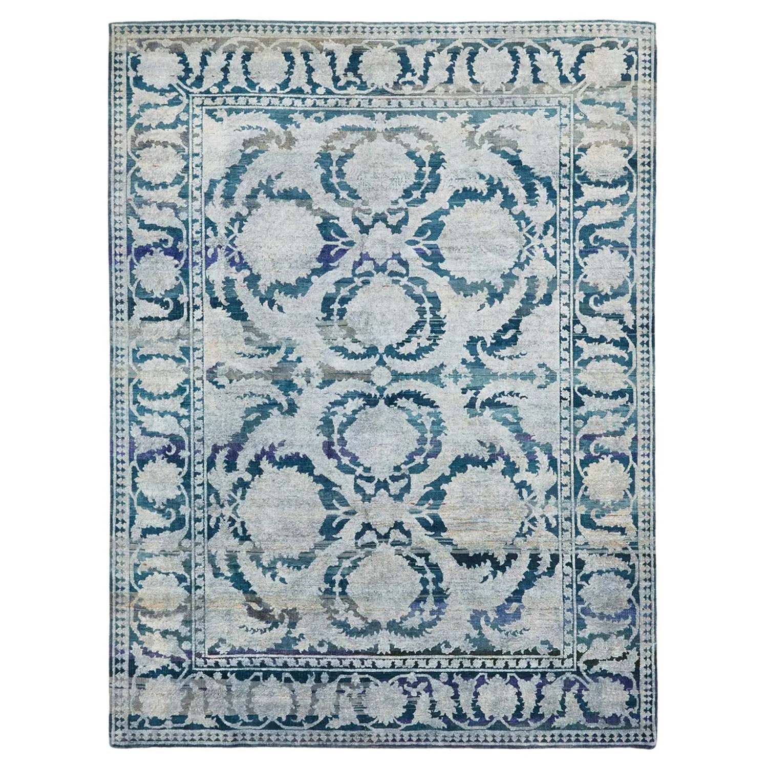 Blue Alchemy Traditional Wool Silk Blend Rug - 8'1" x 10'8"